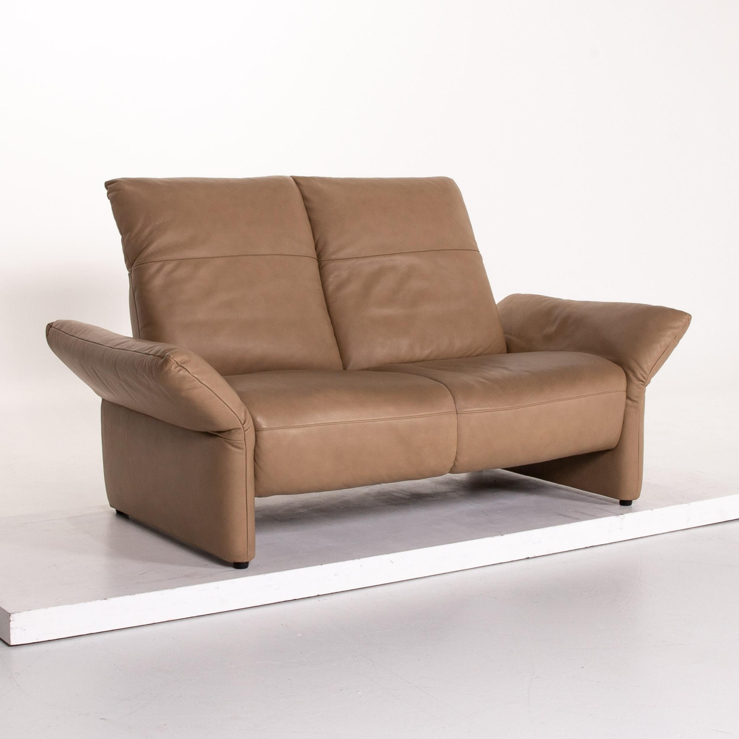 Contemporary Koinor Elena Leather Sofa Brown Two-Seat Function Couch For Sale