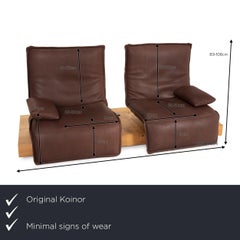 Koinor Epos 3 Leather Sofa Brown Two-Seater Wood Couch with Electrical Function