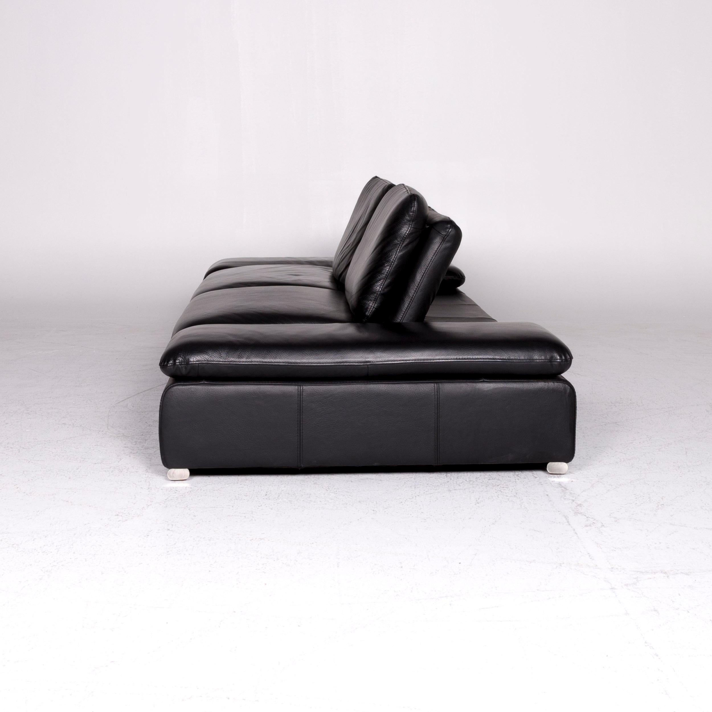 Koinor Evento Designer Leather Sofa Black Two-Seat Couch 4