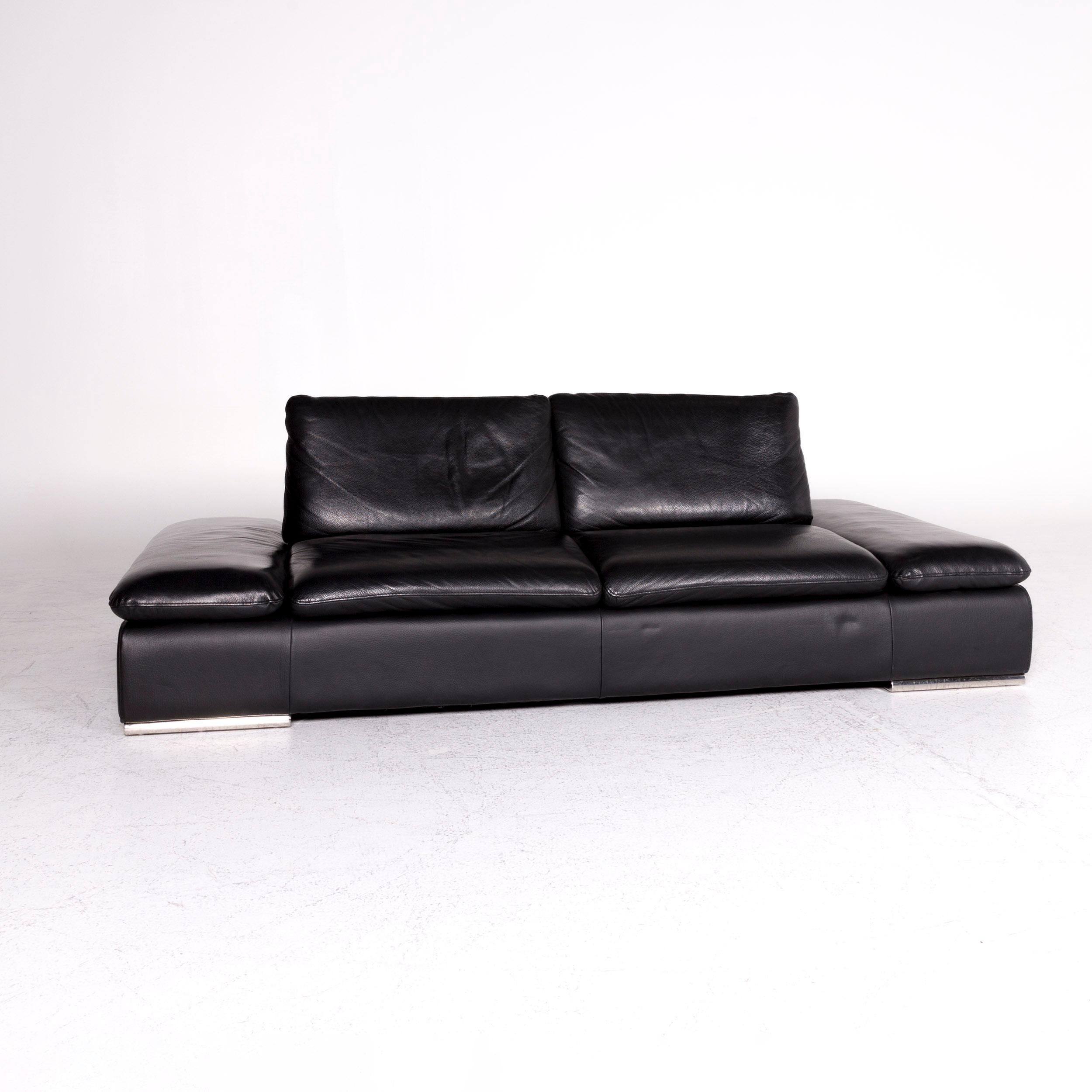 Modern Koinor Evento Designer Leather Sofa Black Two-Seat Couch