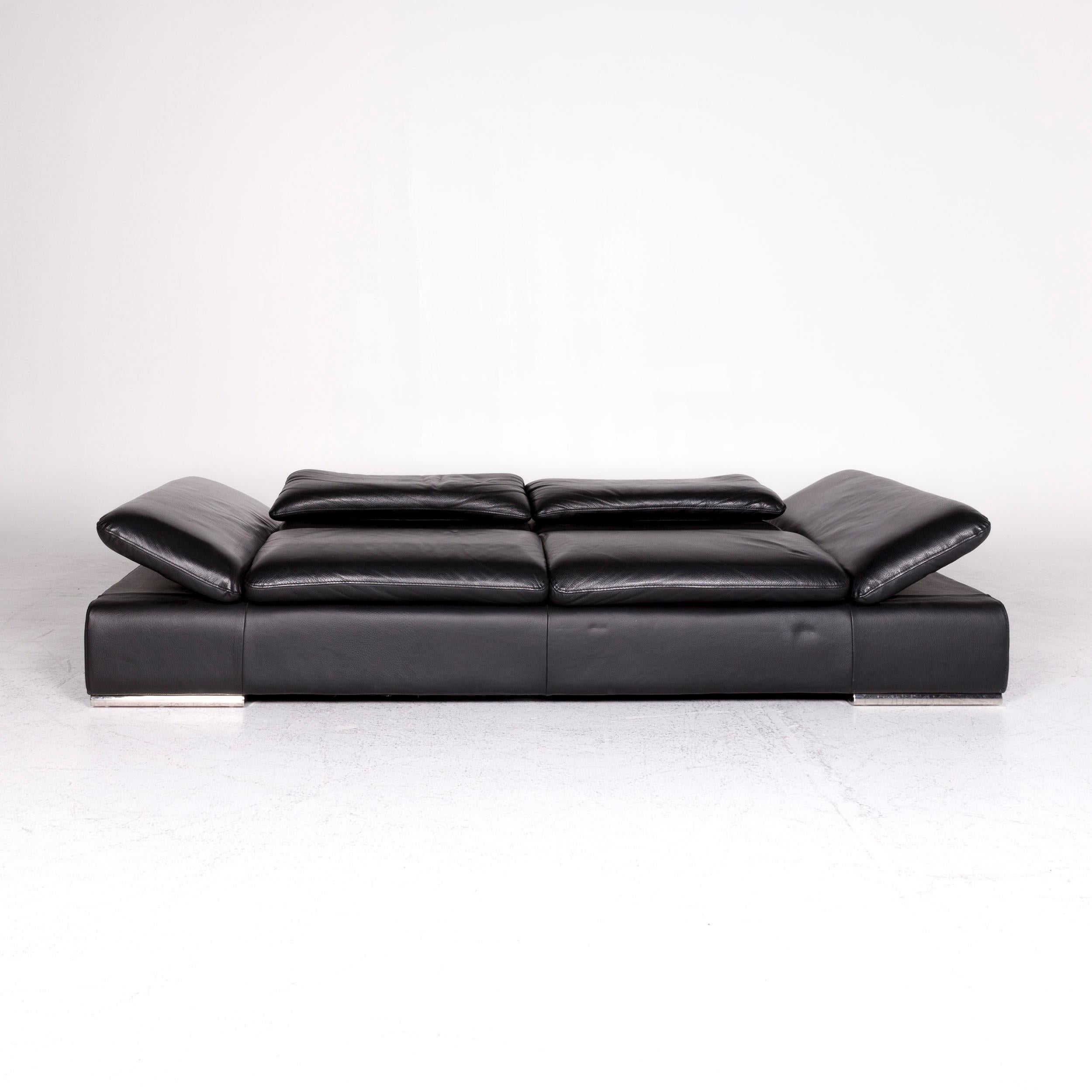 German Koinor Evento Designer Leather Sofa Black Two-Seat Couch