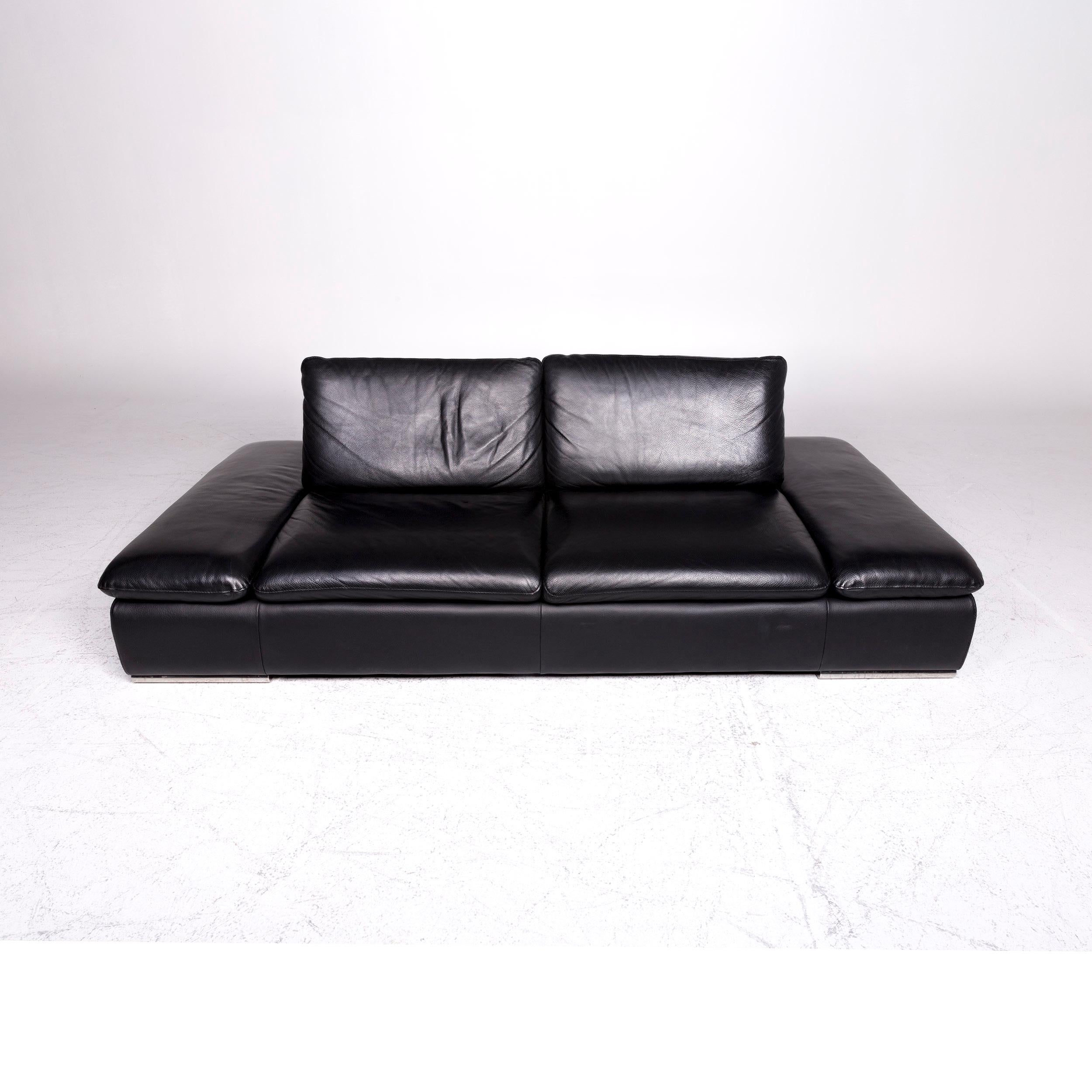 Koinor Evento Designer Leather Sofa Black Two-Seat Couch 1