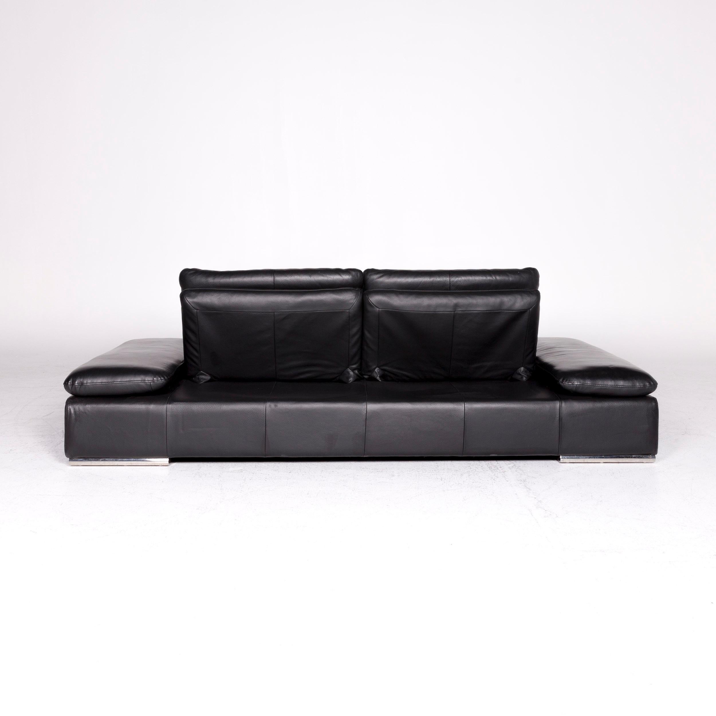 Koinor Evento Designer Leather Sofa Black Two-Seat Couch 3