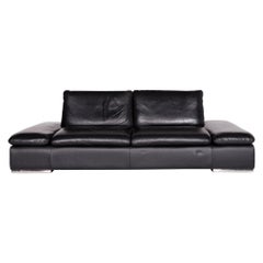 Koinor Evento Designer Leather Sofa Black Two-Seat Couch