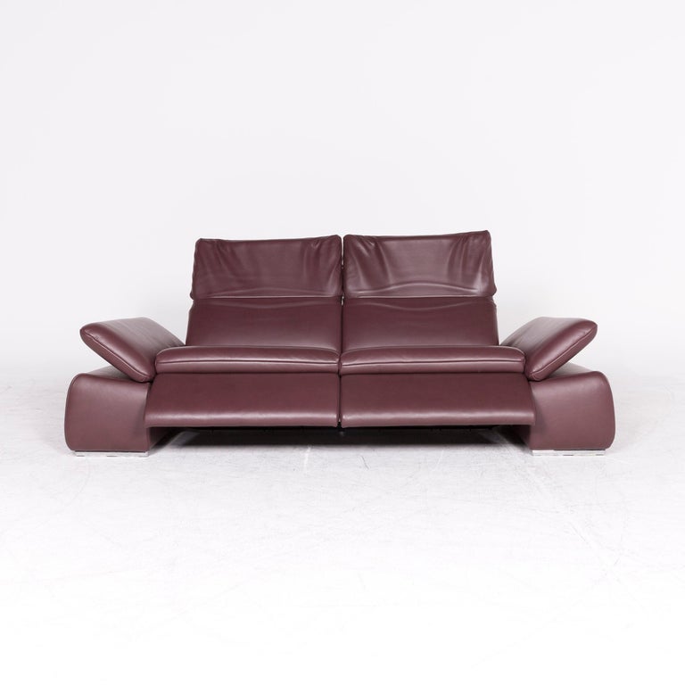 Koinor Evento Designer Leather Sofa Red Wine Red Real Leather