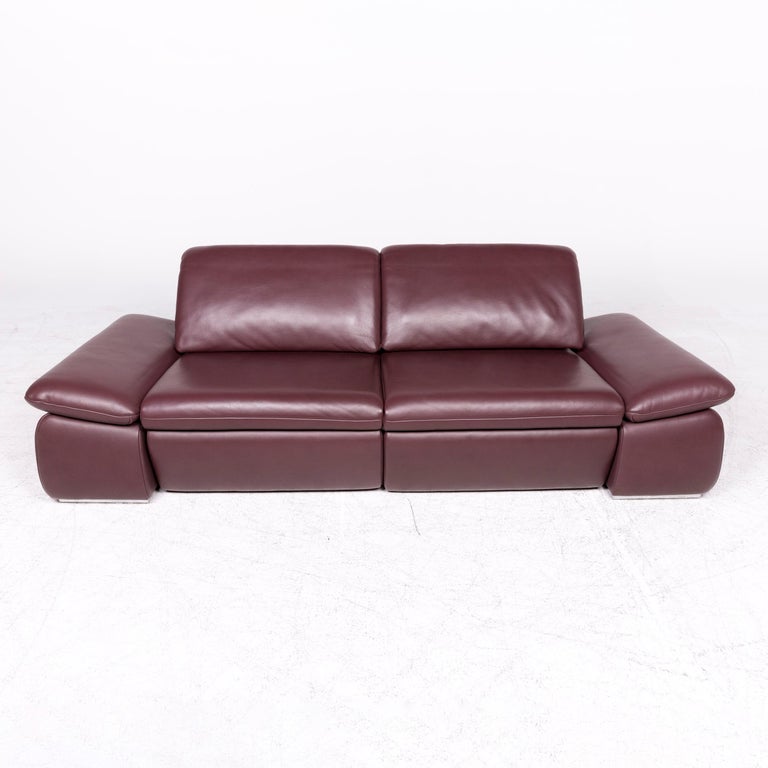 Koinor Evento Designer Leather Sofa Red Wine Red Real Leather Three