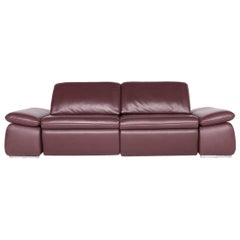 Koinor Evento Designer Leather Sofa Red Wine Red Real Leather Three-Seat Couch
