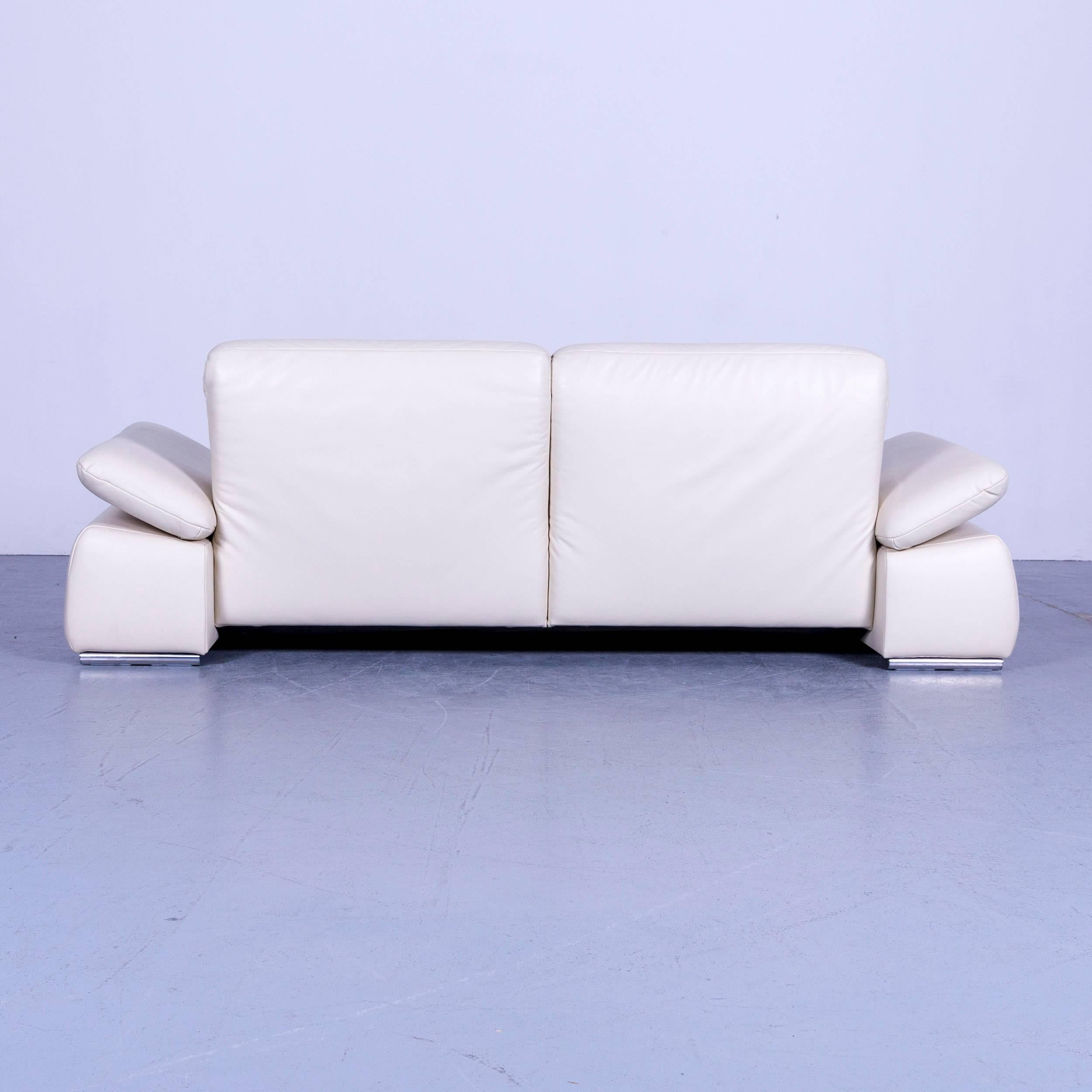 Koinor Evento Designer Leather Sofa White Three-Seat For Sale 6