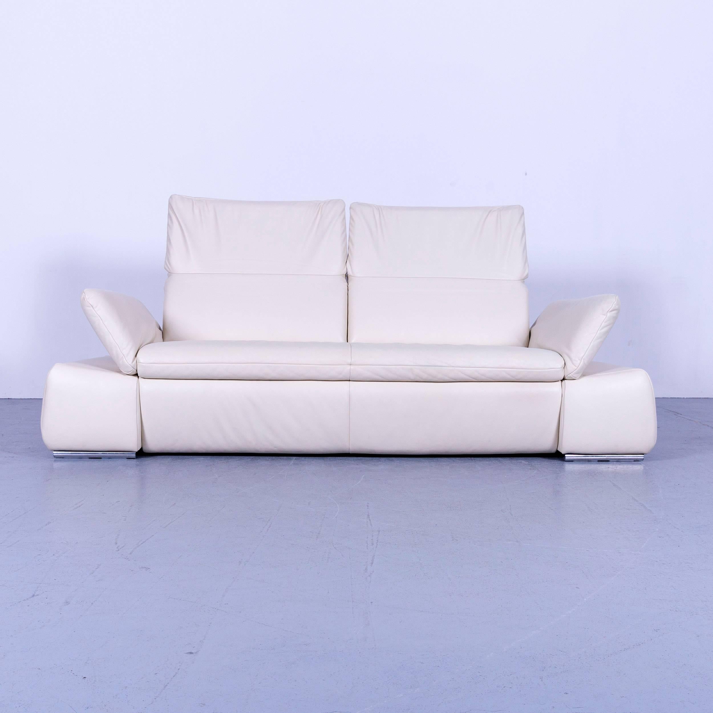 Koinor Evento Designer Leather Sofa White Three-Seat In Good Condition For Sale In Cologne, DE