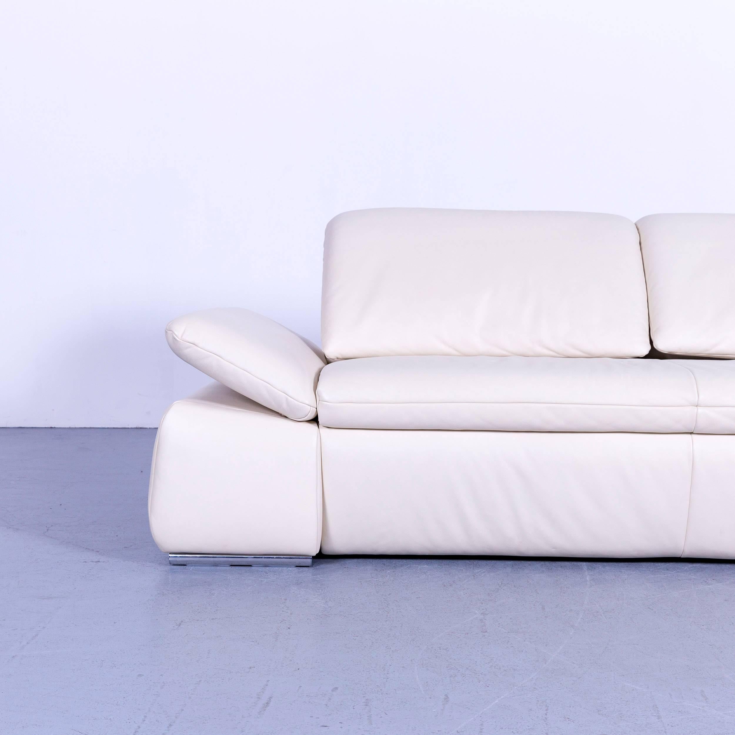 Contemporary Koinor Evento Designer Leather Sofa White Three-Seat For Sale
