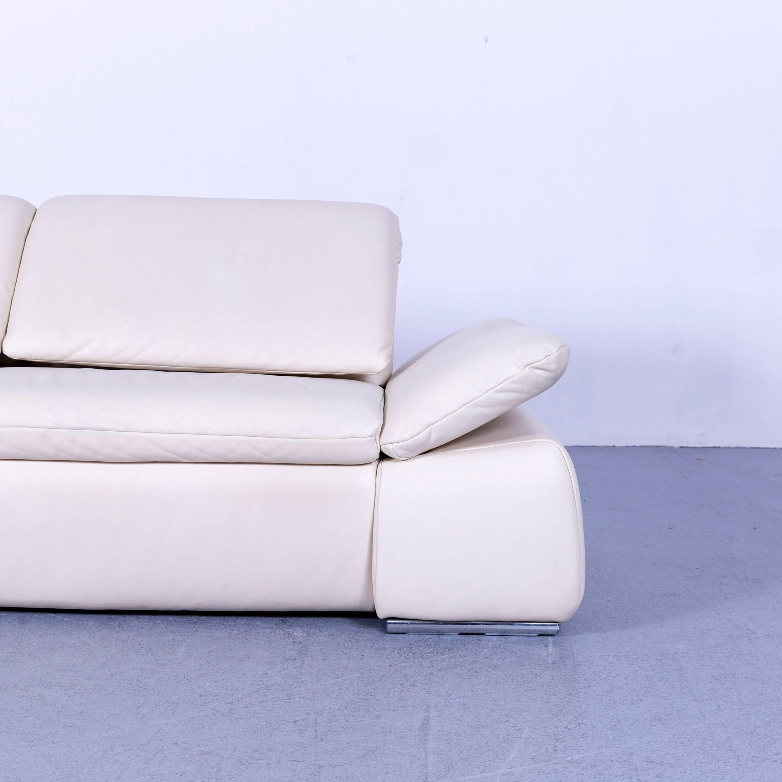 Koinor Evento Designer Leather Sofa White Three-Seat For Sale 1