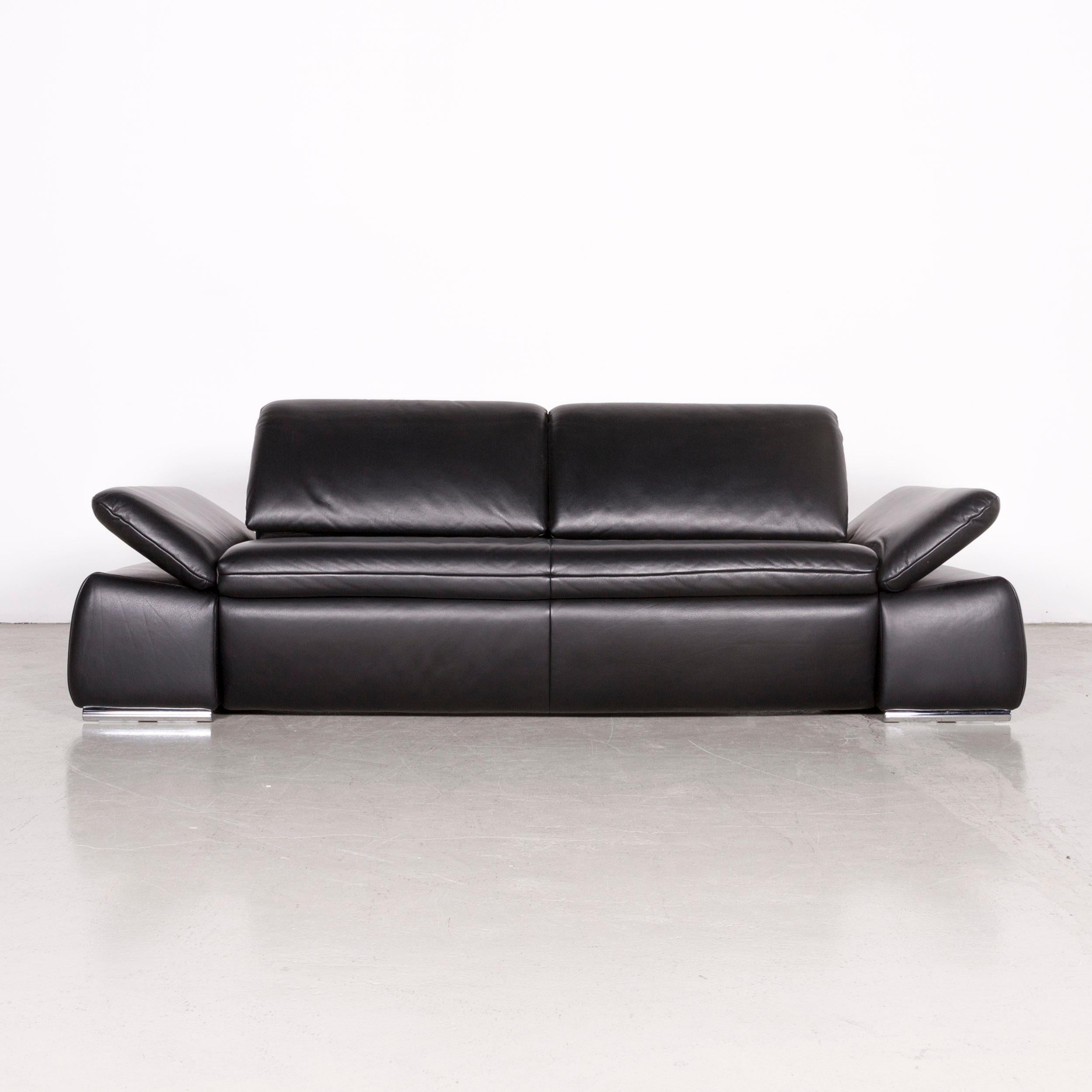 Koinor Evento Designer Sofa Black Three-Seat Leather Couch Electric Function For Sale 7