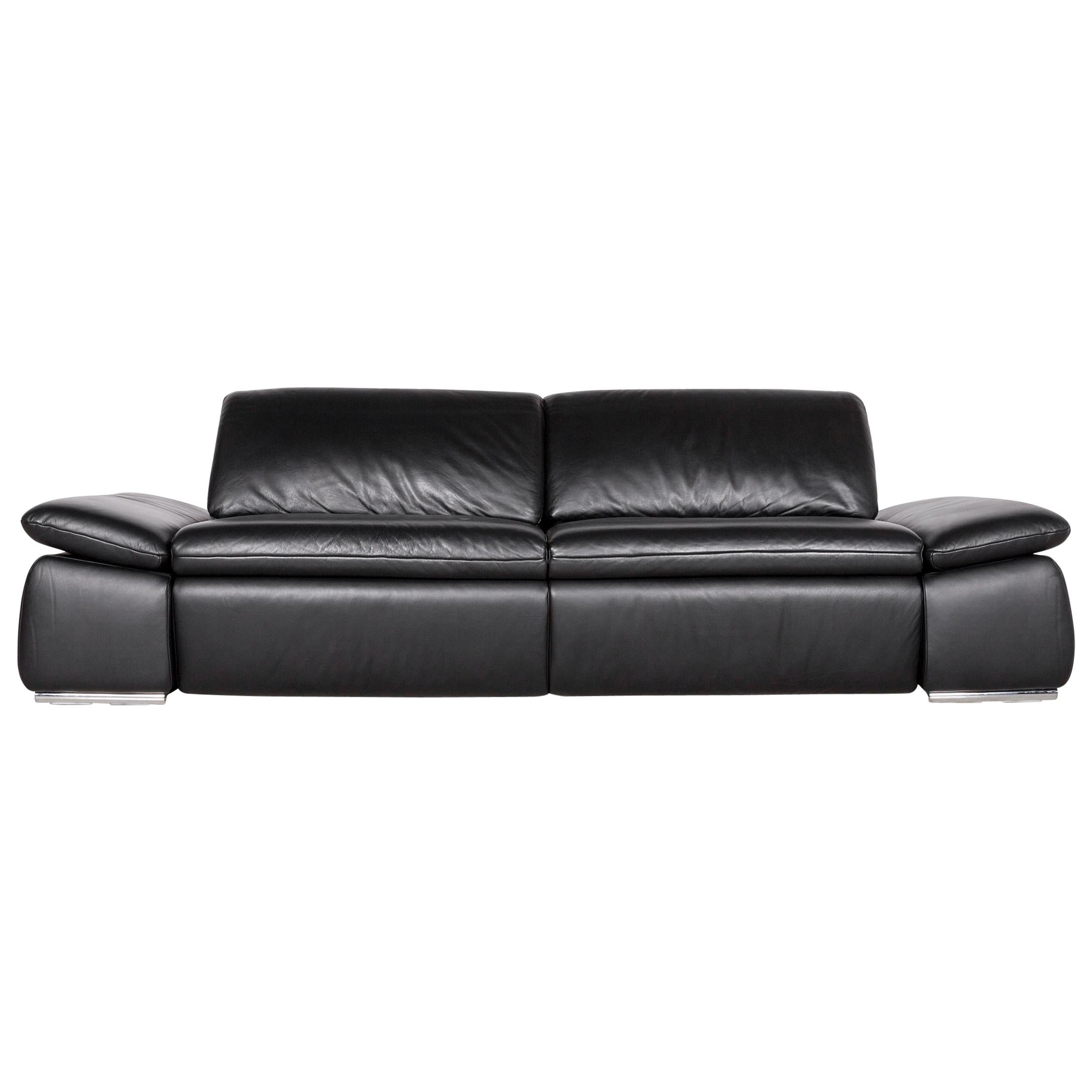 Koinor Evento Designer Sofa Brown Three-Seat Leather Couch Function  Seatheating For Sale at 1stDibs