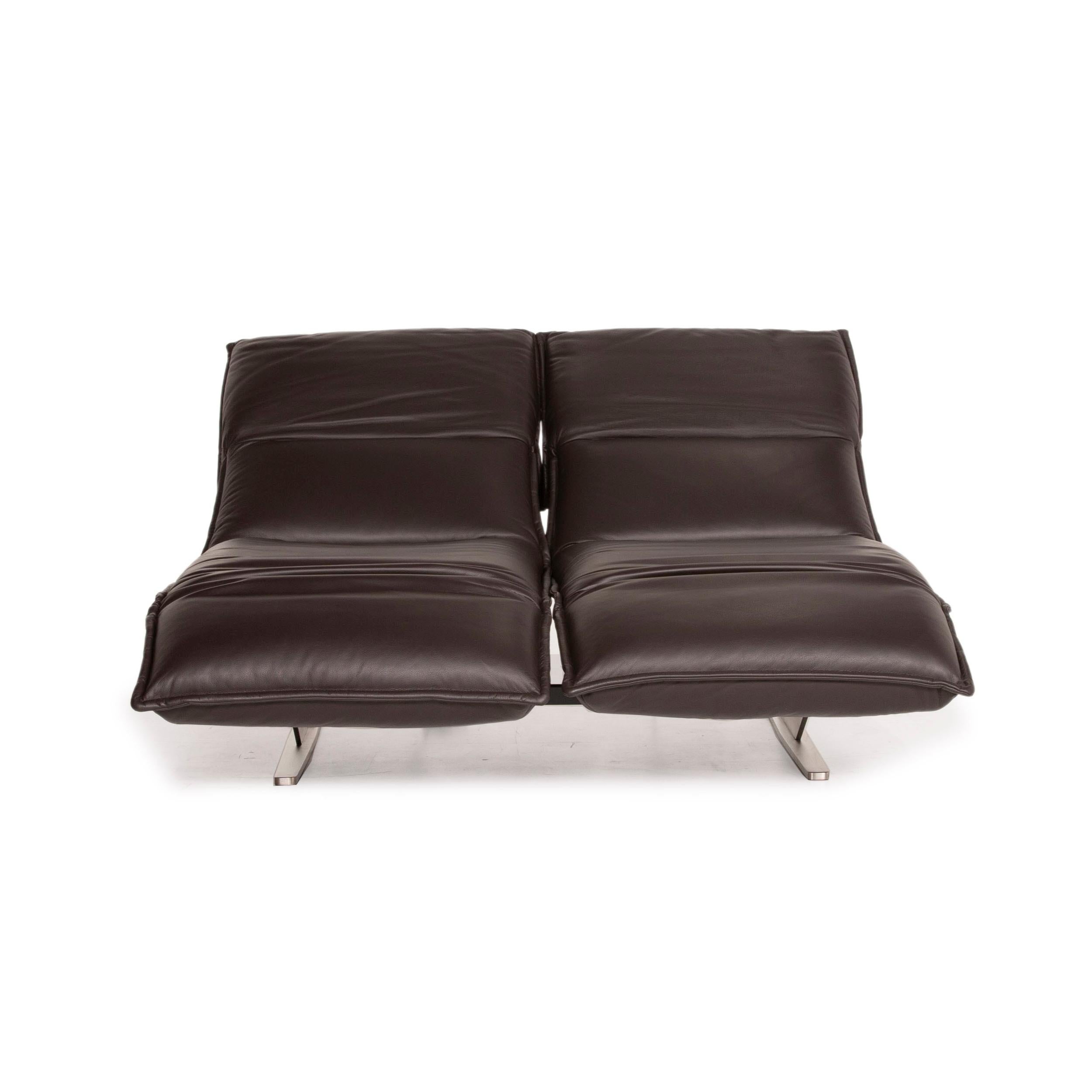 Modern Koinor Evia Leather Sofa Brown Dark Brown Two-Seater Relax Function Function