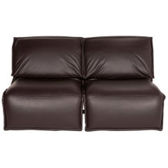 Koinor Evia Leather Sofa Brown Dark Brown Two-Seater Relax Function Function