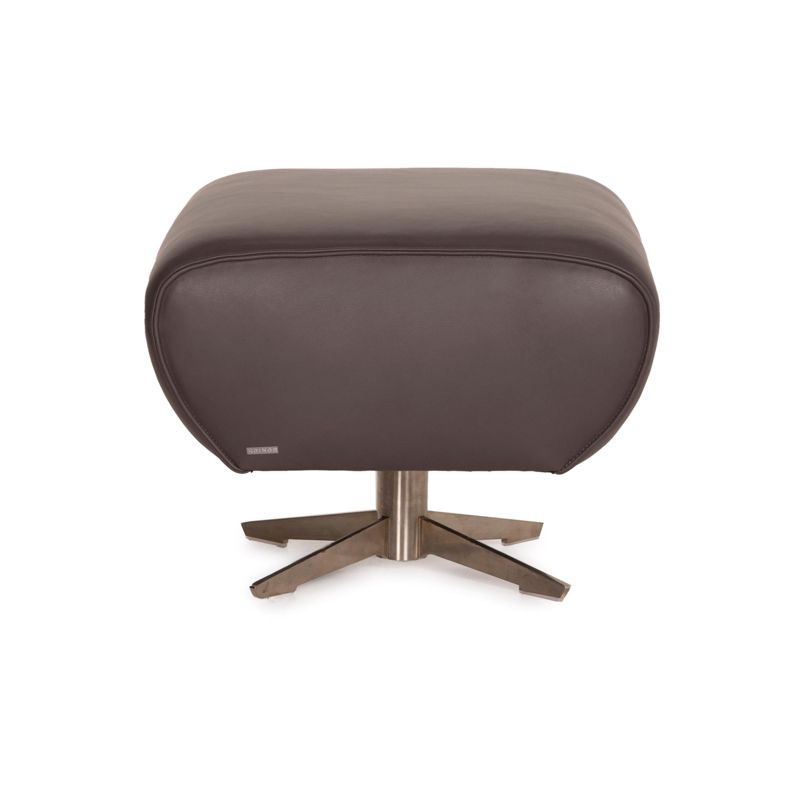 Koinor Evita Gray Leather Stool For Sale 3