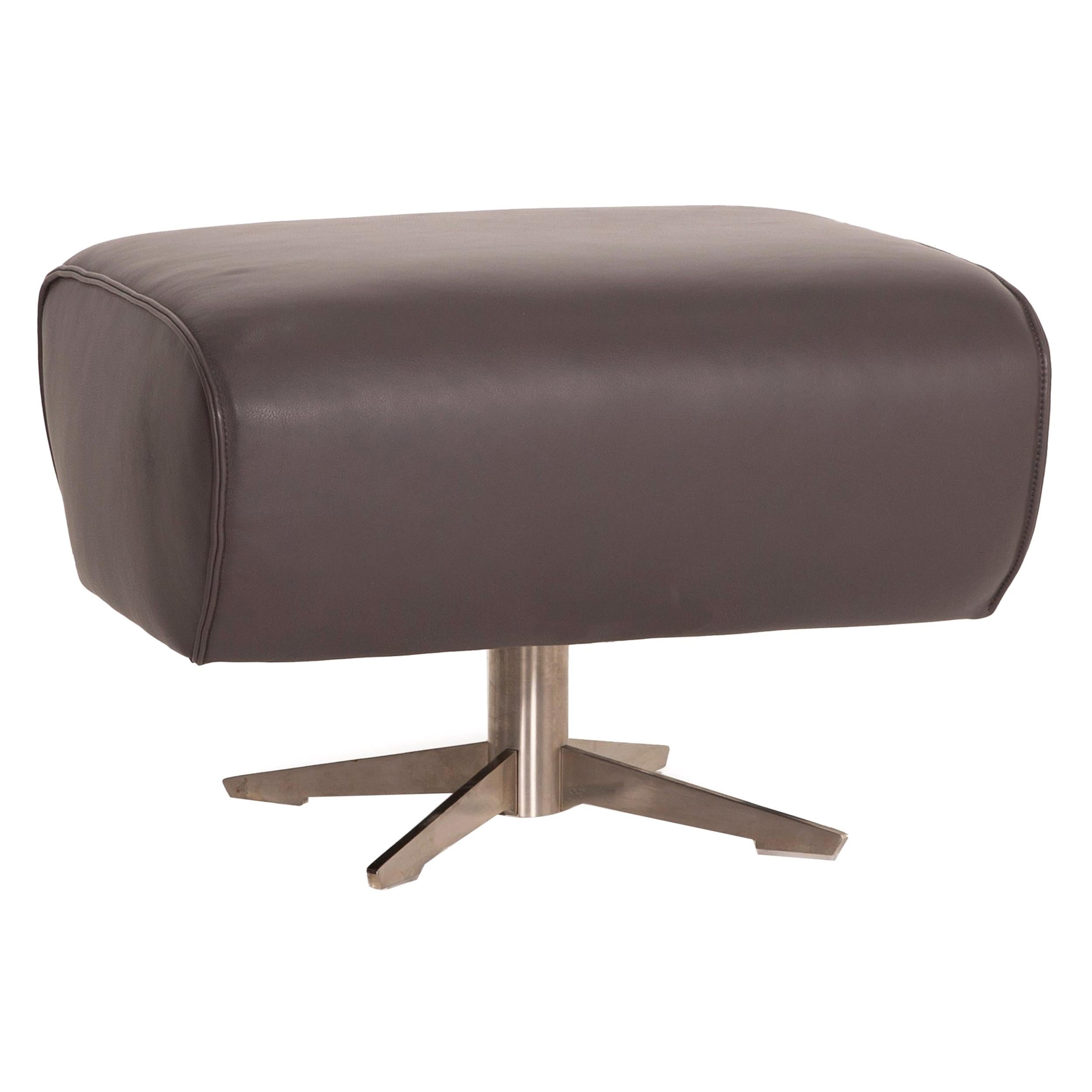 Koinor Evita Gray Leather Stool For Sale