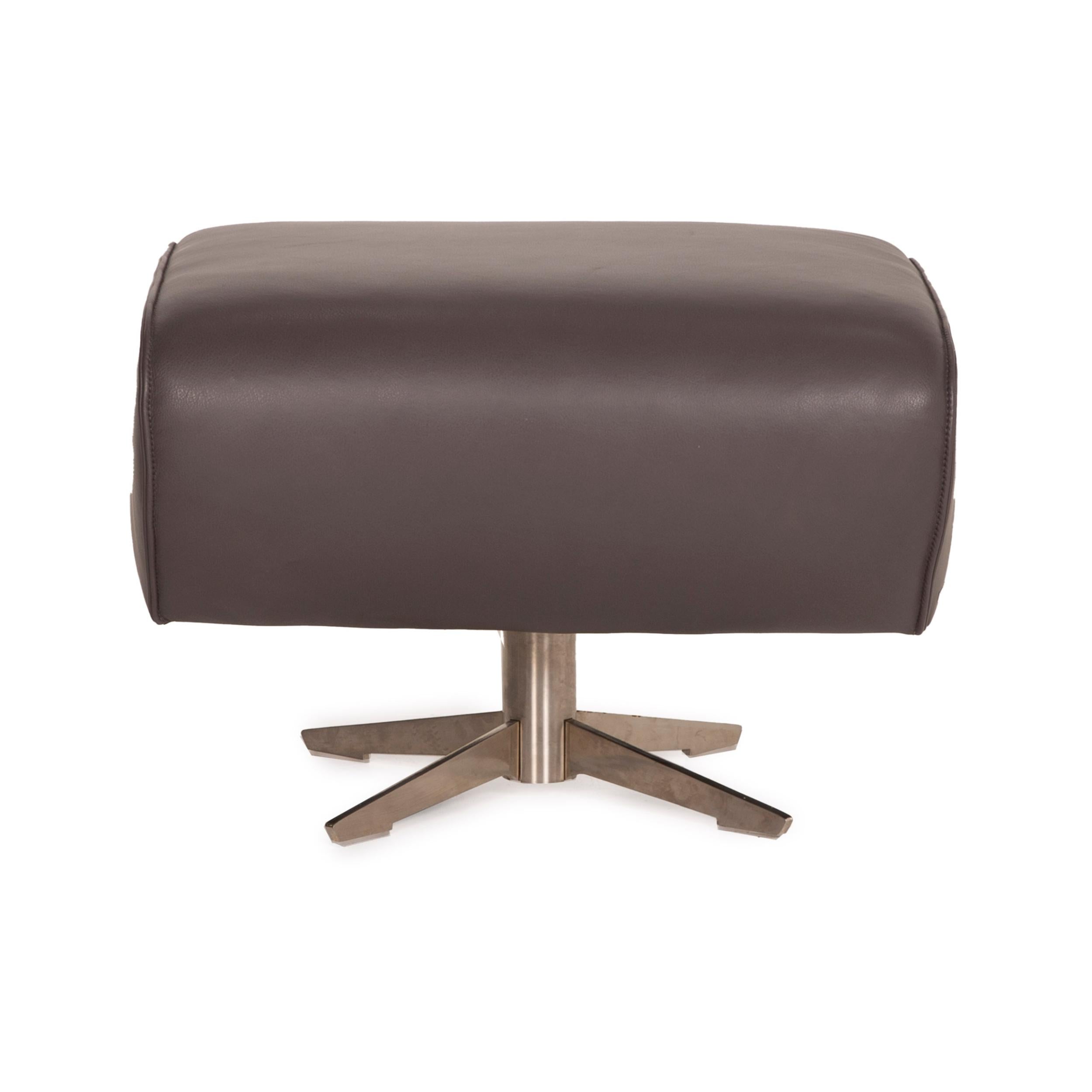 Koinor Evita Leather Sofa Set Gray Brown 1x Three-Seater 1x Stool For Sale 10