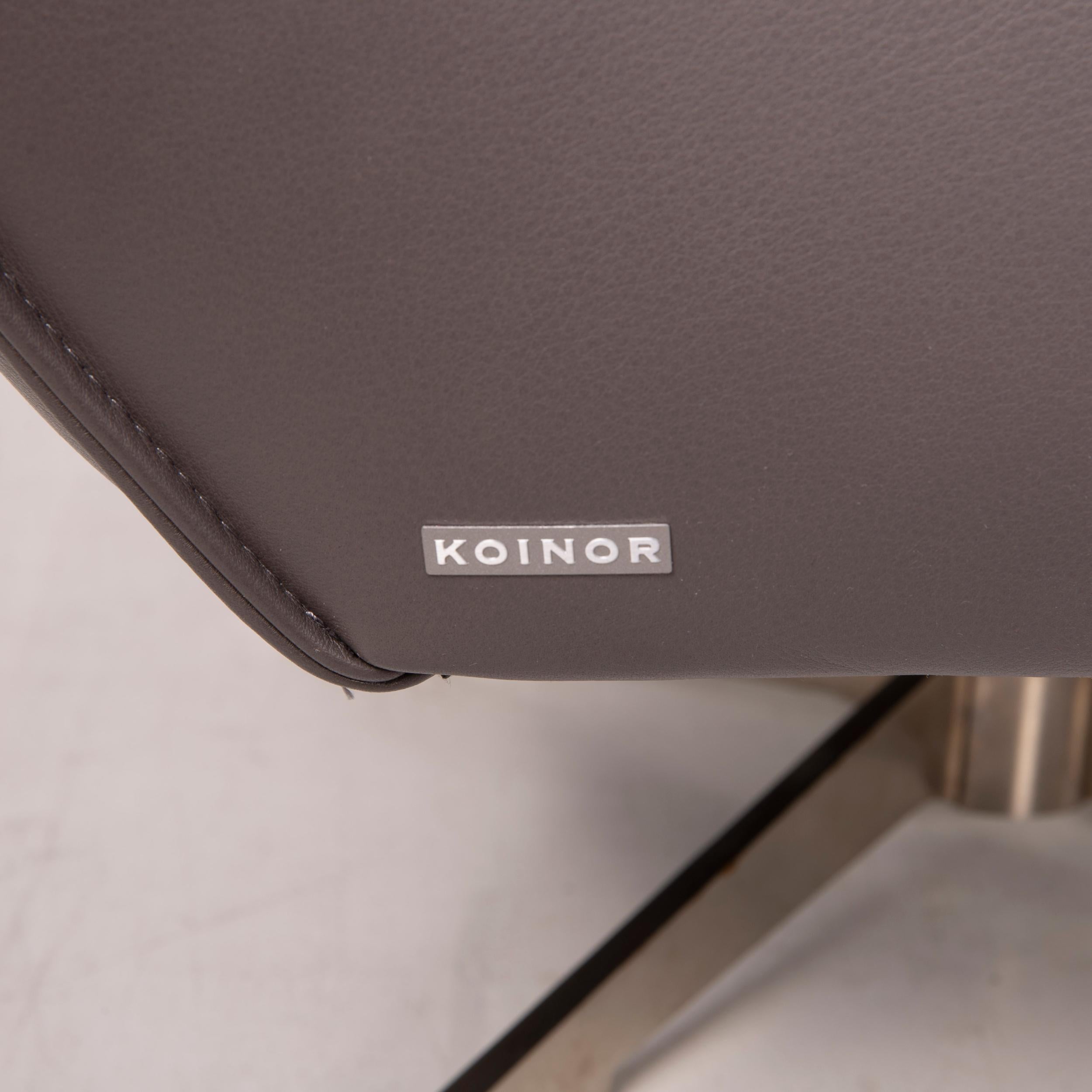 Koinor Evita Leather Sofa Set Gray Brown 1x Three-Seater 1x Stool For Sale 1