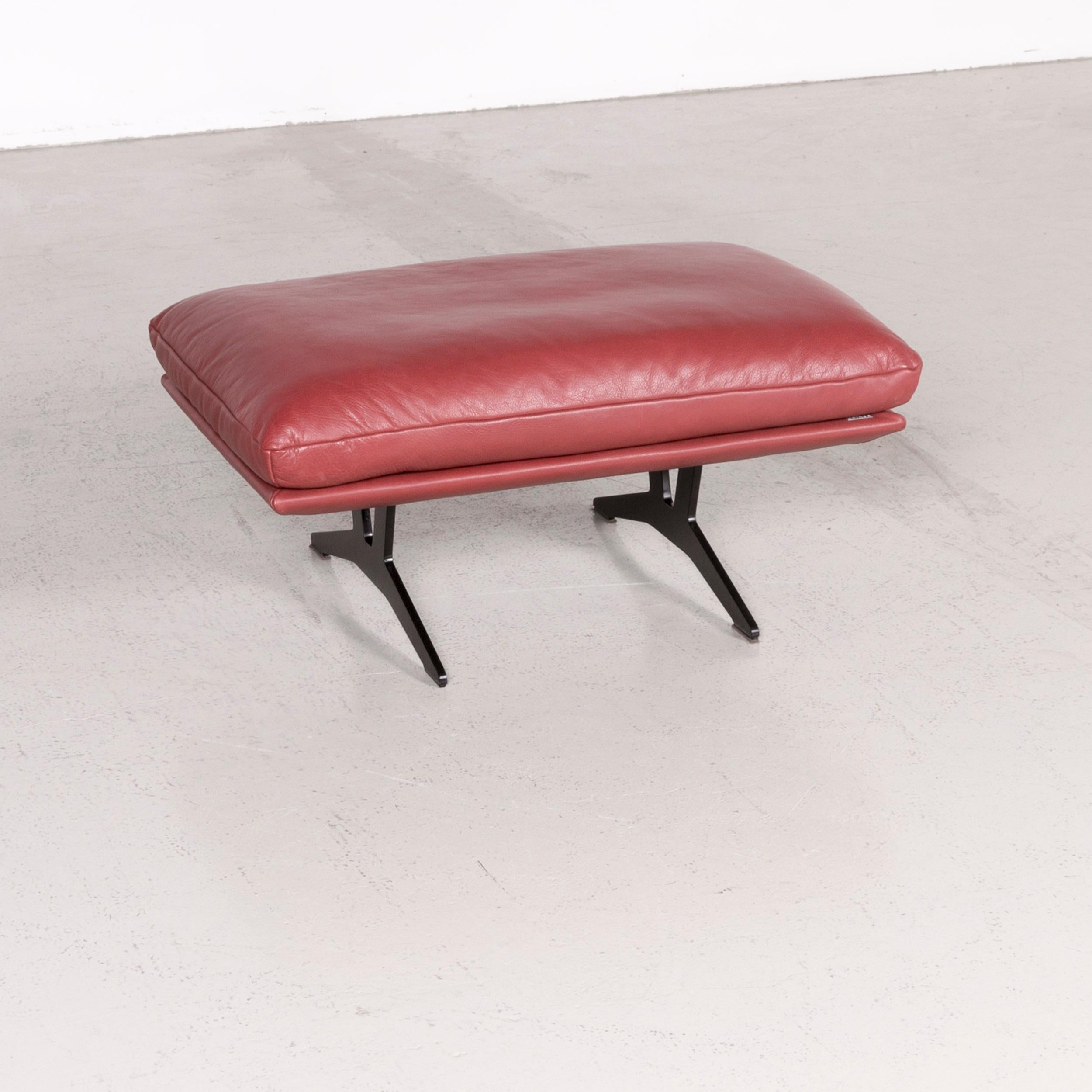 Koinor Francis designer leather footstool red.