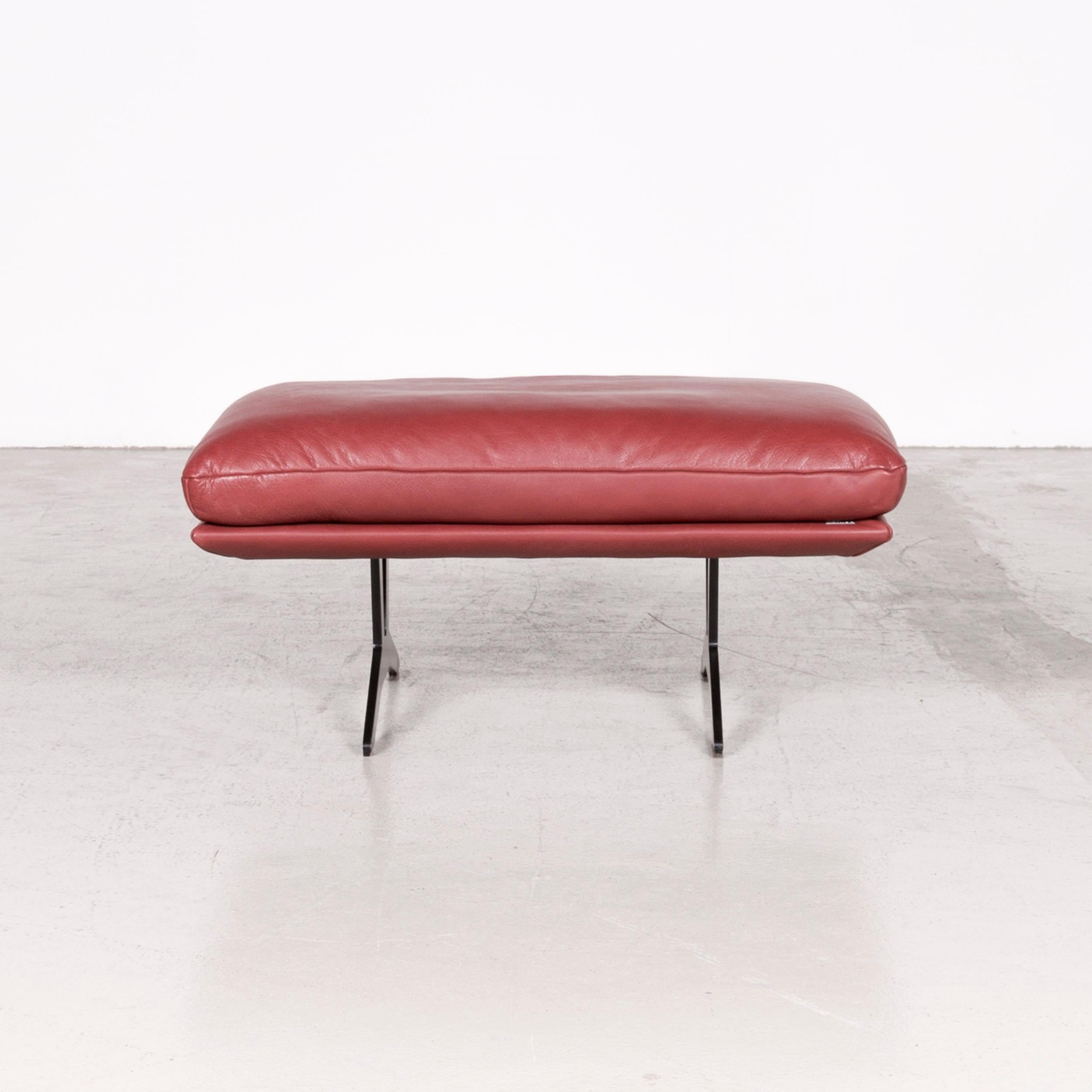 German Koinor Francis Designer Leather Footstool Red