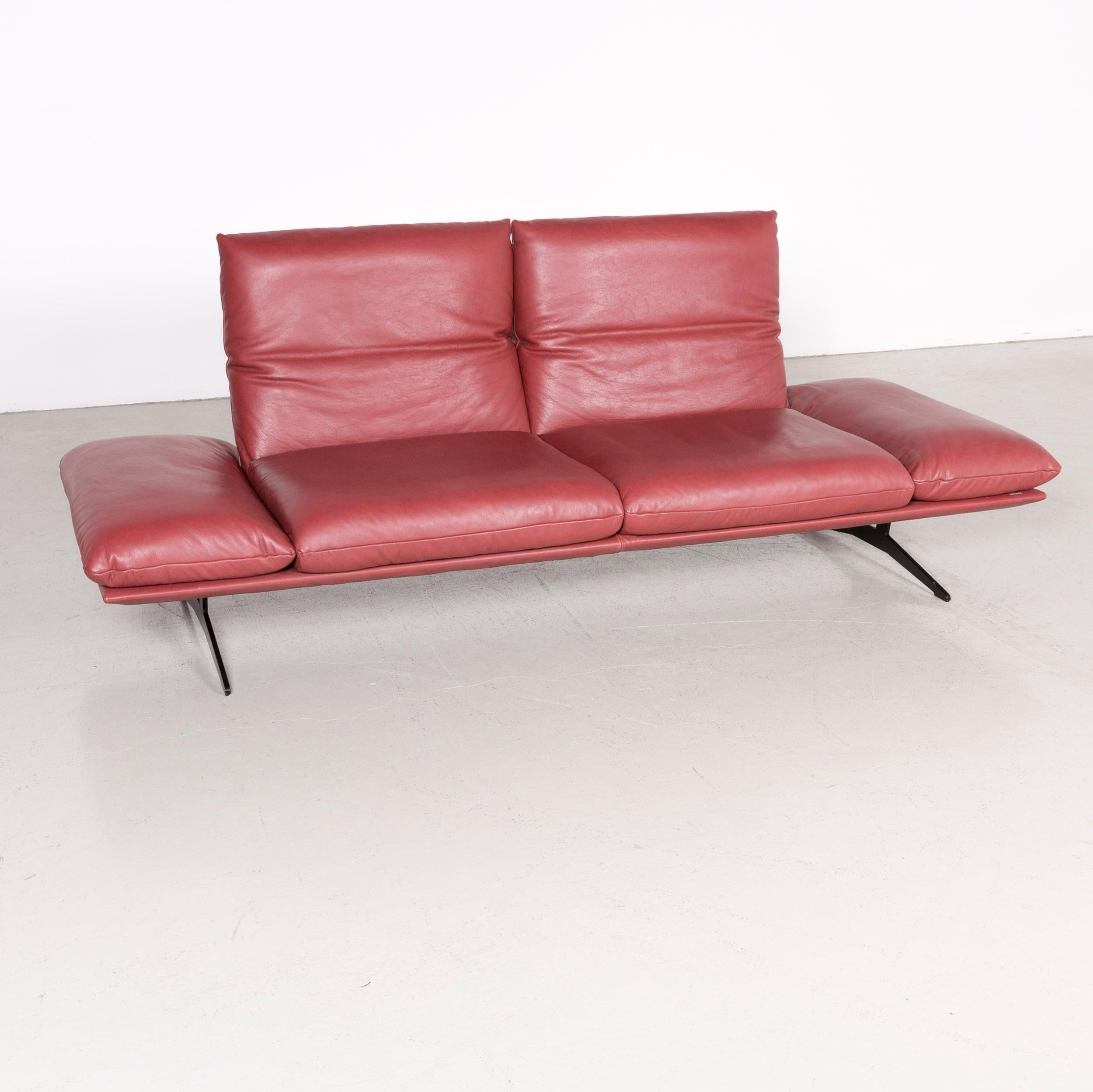 Koinor Francis designer leather sofa red three-seat couch.