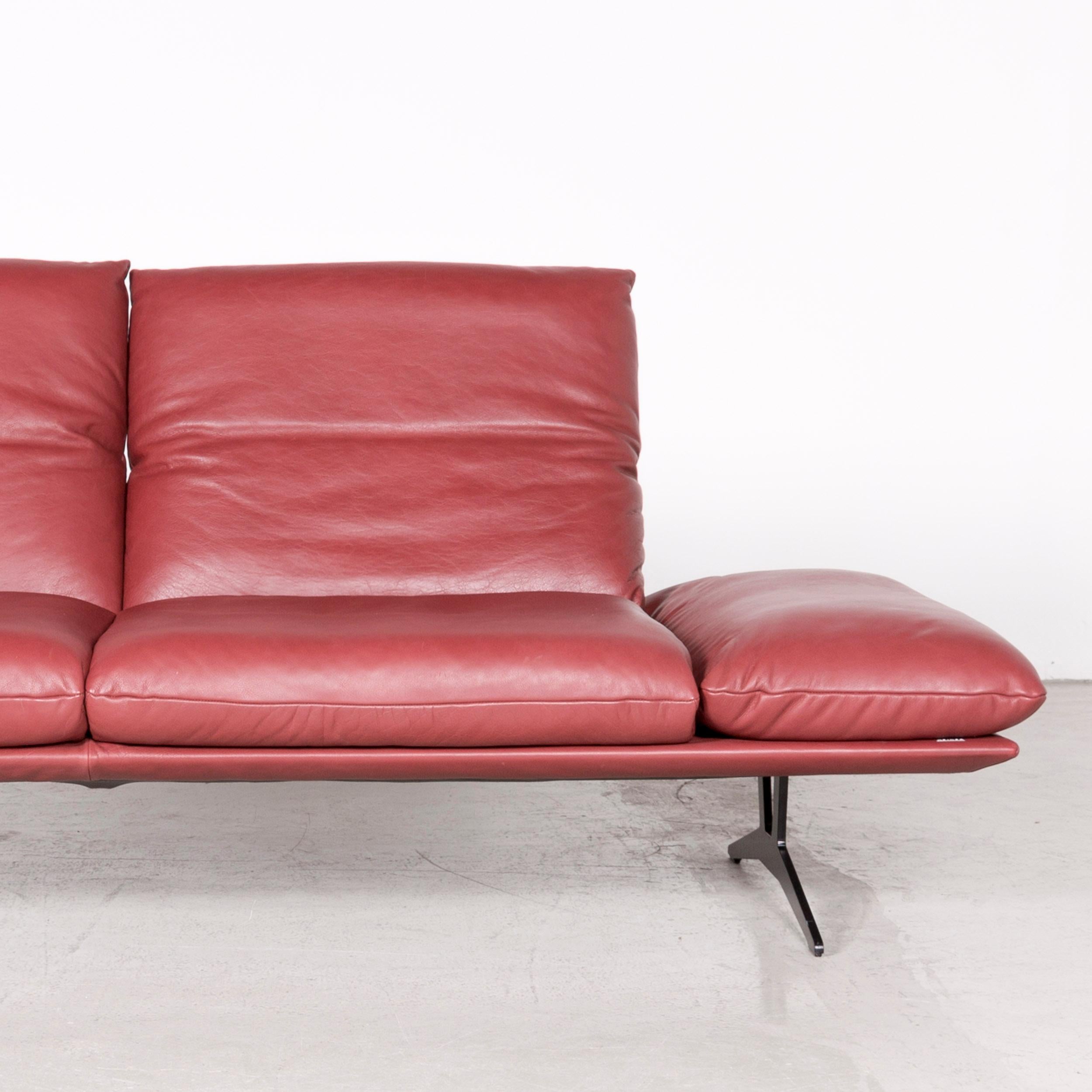 Contemporary Koinor Francis Designer Leather Sofa Red Three-Seat Couch