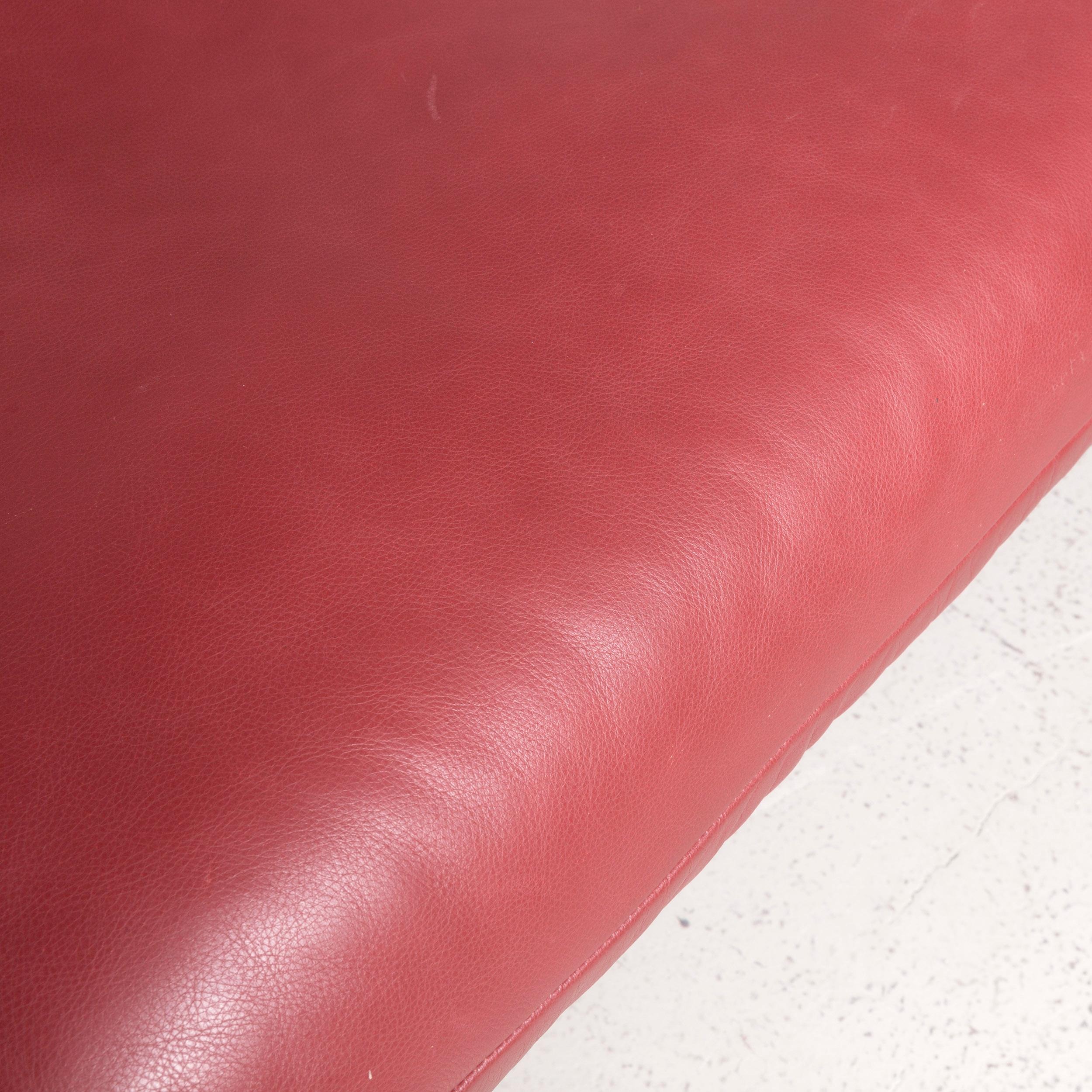 Koinor Francis Designer Leather Sofa Red Three-Seat Couch 1