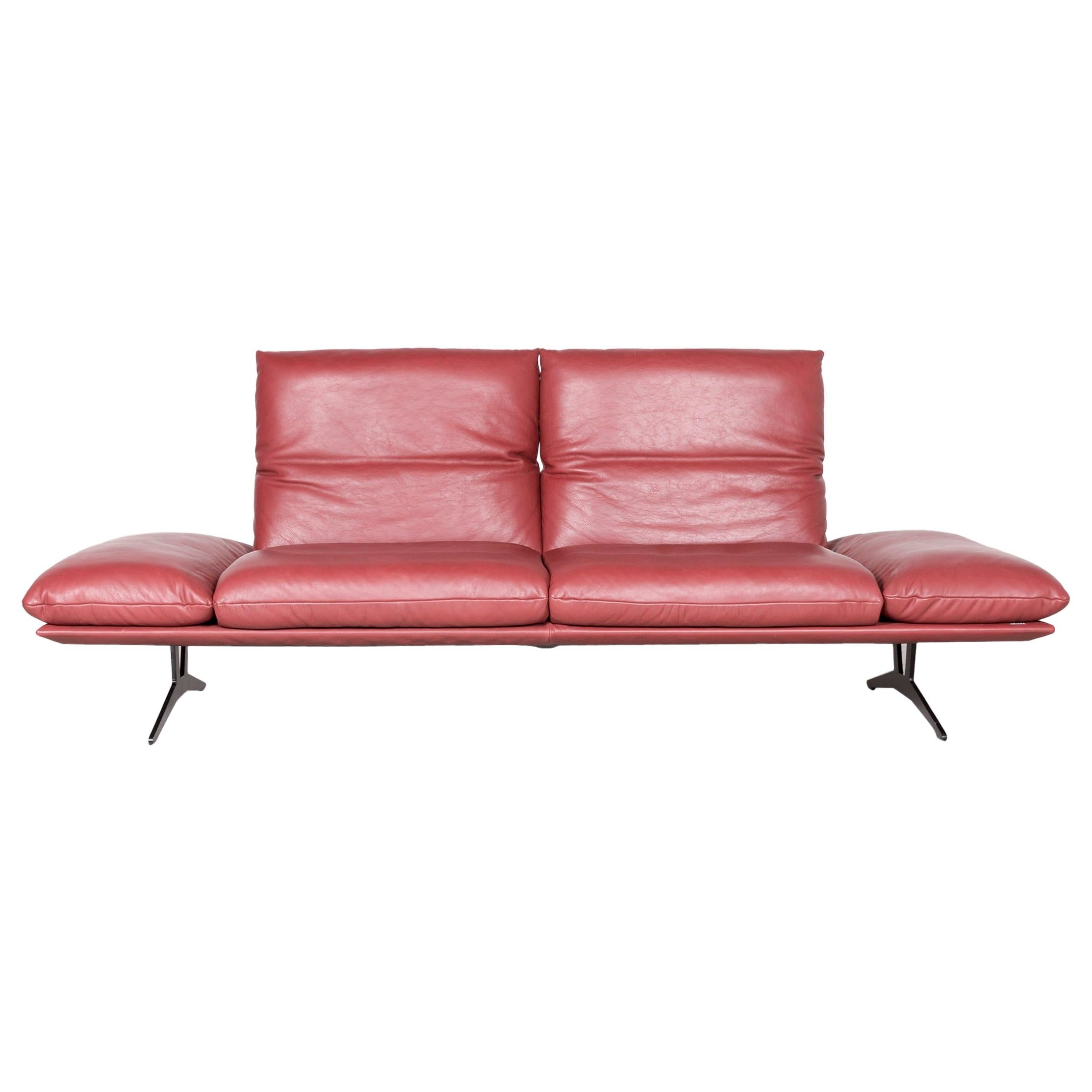 Koinor Francis Designer Leather Sofa Red Three-Seat Couch