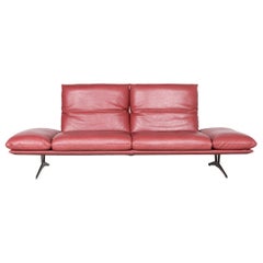 Koinor Francis Designer Leather Sofa Red Three-Seat Couch