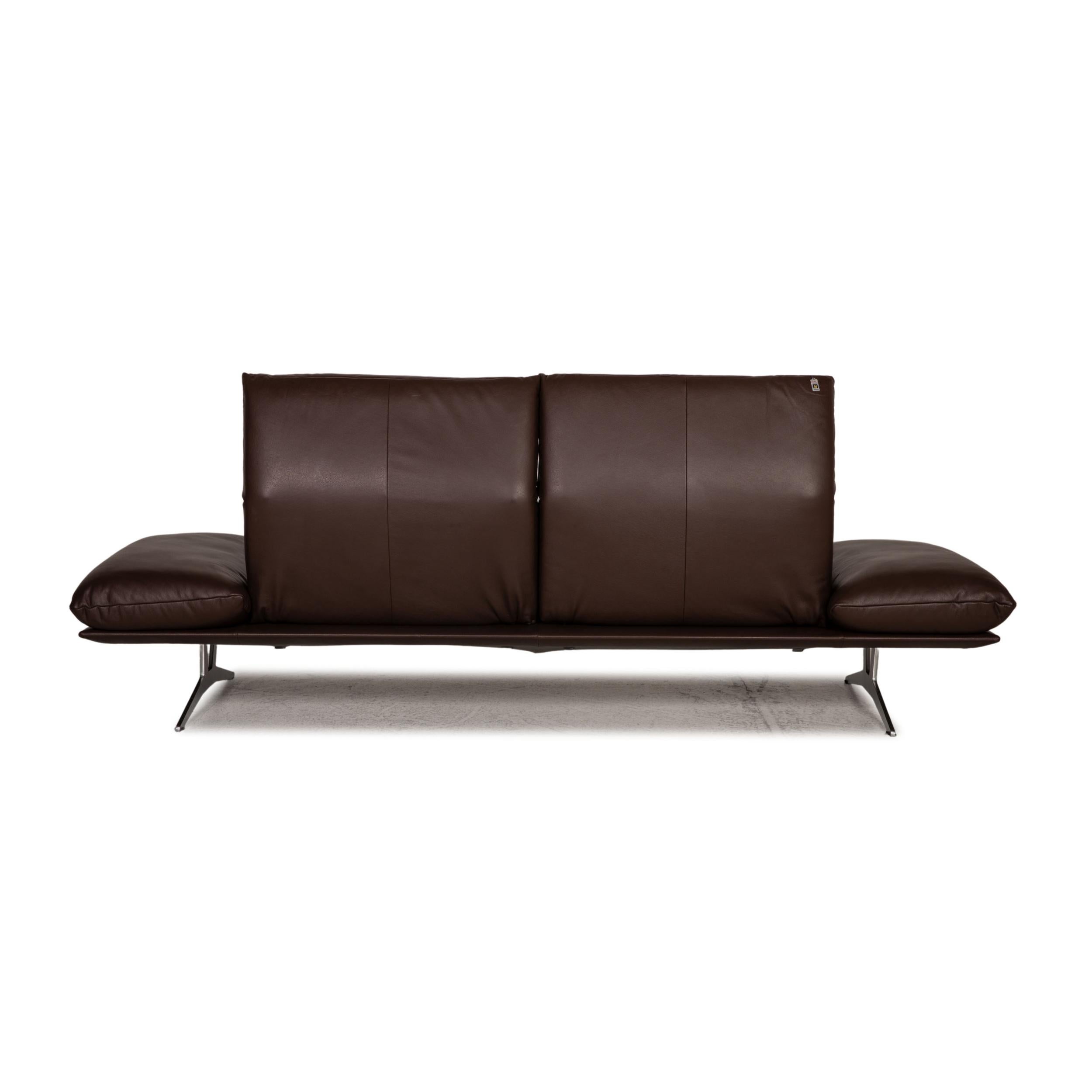 Koinor Francis Leather Sofa Brown Three Seater Couch Function For Sale 1