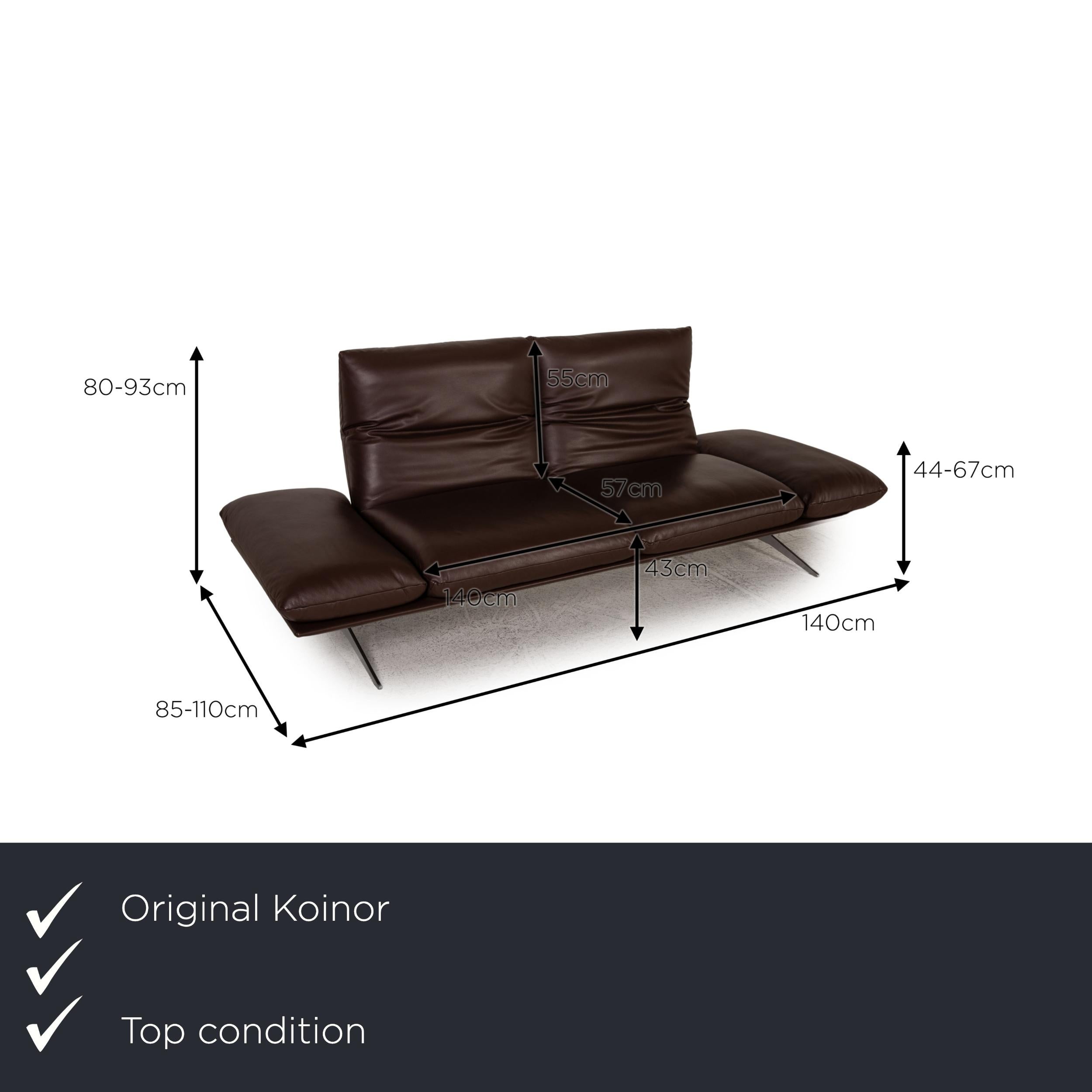 We present to you a Koinor Francis leather sofa brown three seater couch function.

Product measurements in centimeters:

depth: 85
width: 238
height: 80
seat height: 43
rest height: 44
seat depth: 57
seat width: 140
back height: 55.

 