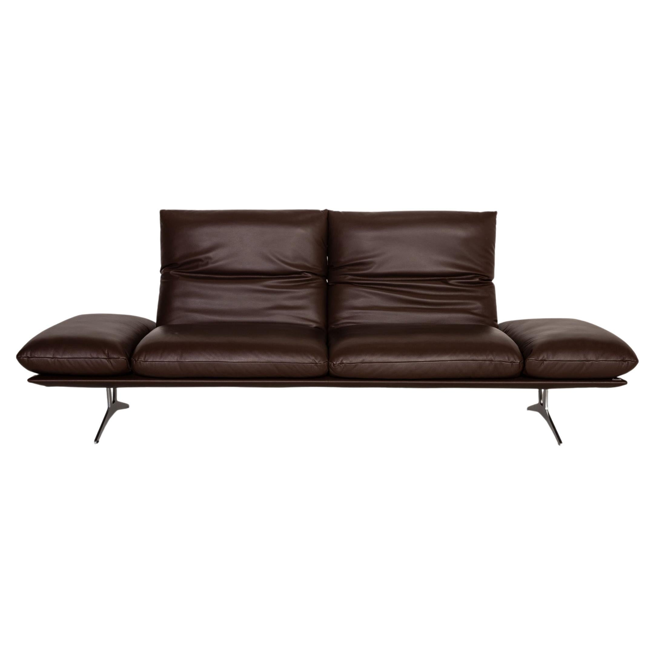 Koinor Francis Leather Sofa Brown Three Seater Couch Function For Sale