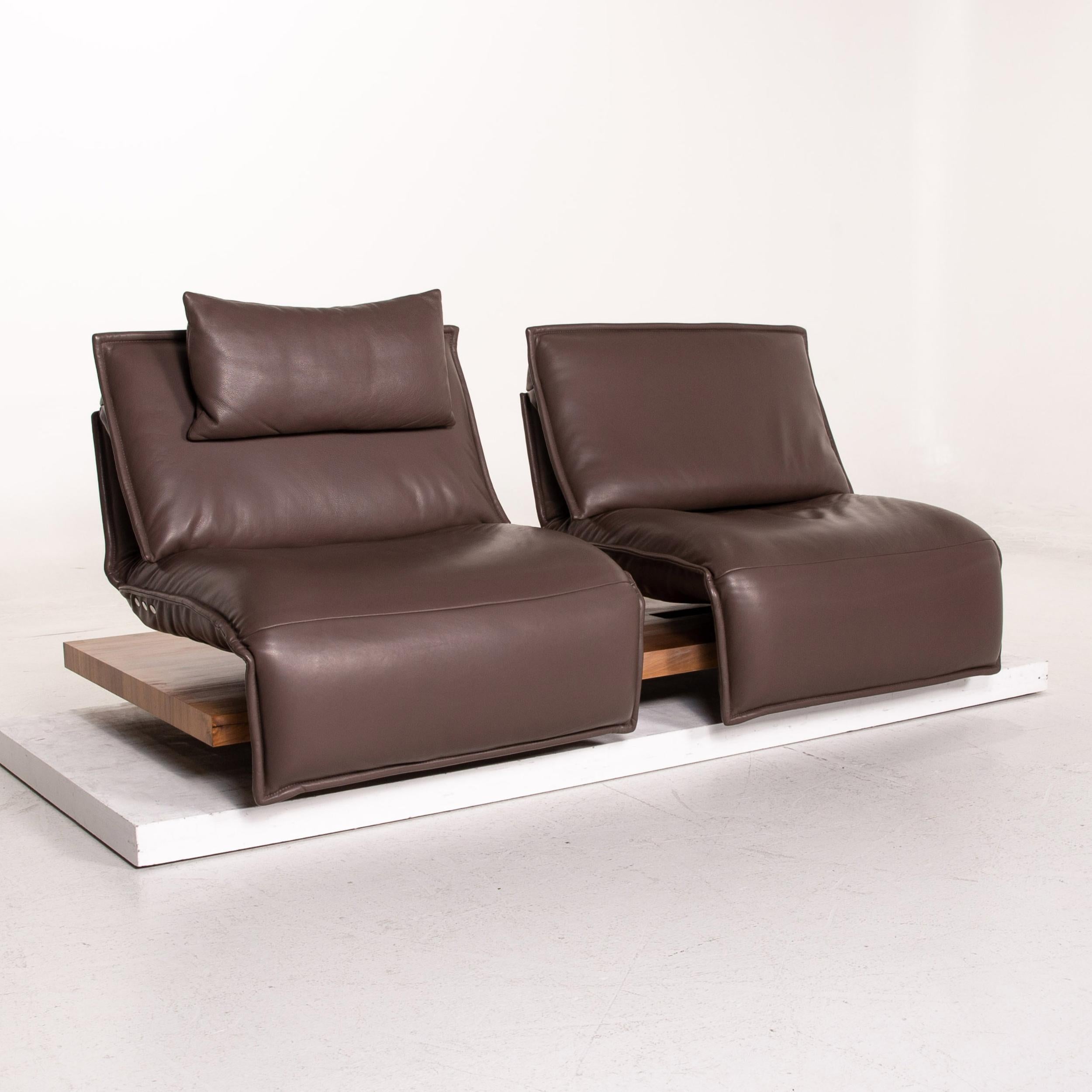 Modern Koinor Free Motion Edit Leather Sofa Dark Brown Two-Seat Incl. Electr. Relax