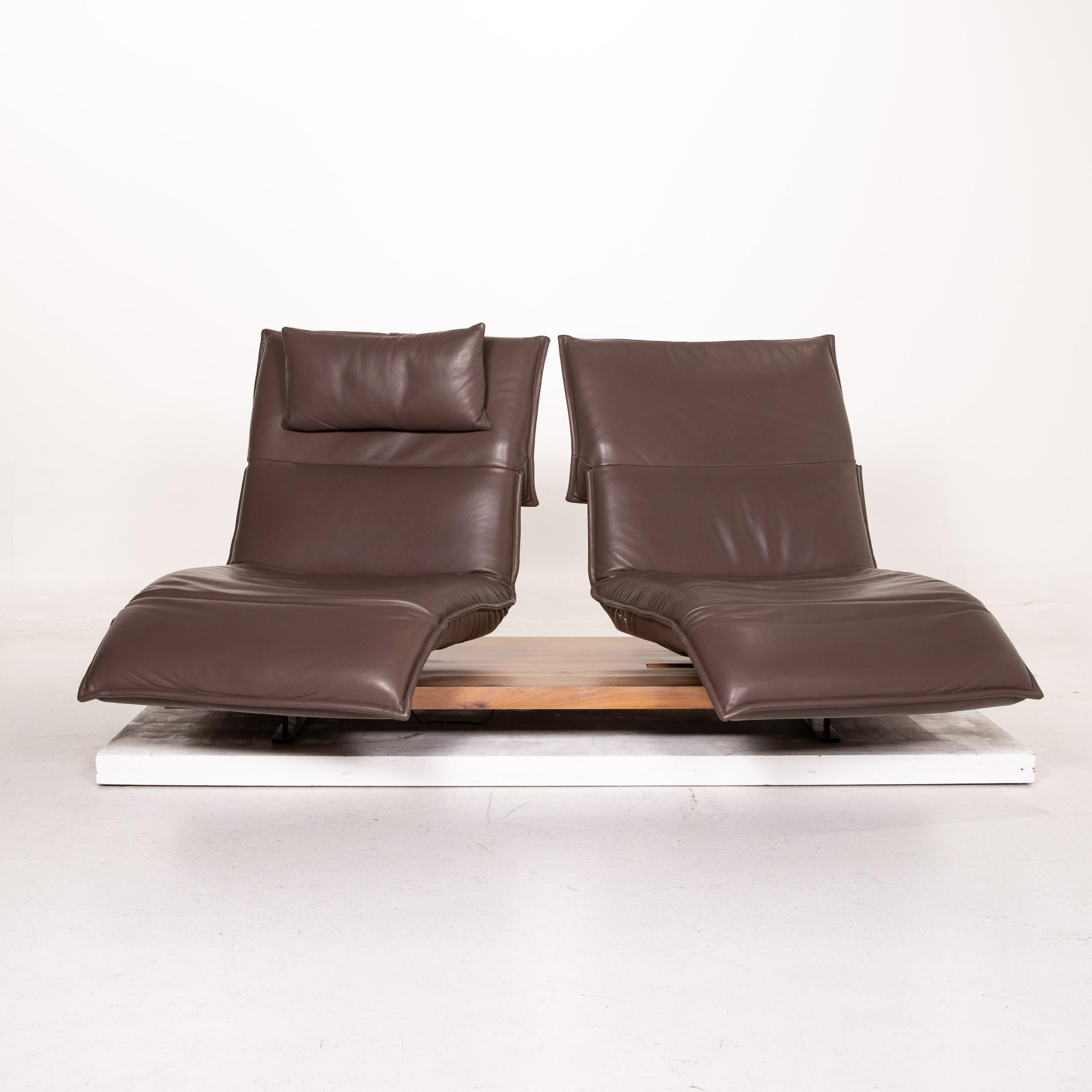 German Koinor Free Motion Edit Leather Sofa Dark Brown Two-Seat Incl. Electr. Relax