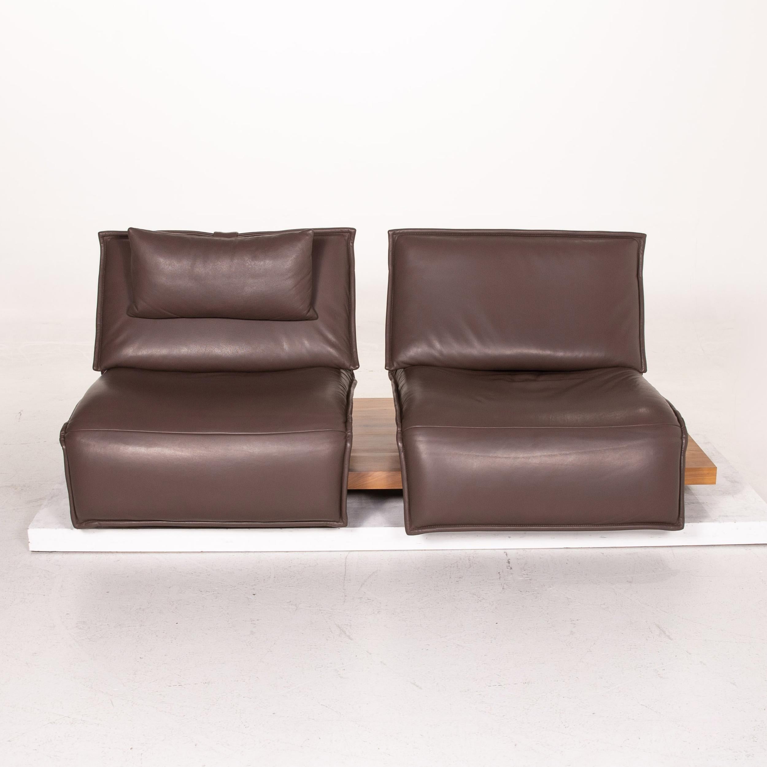 Contemporary Koinor Free Motion Edit Leather Sofa Dark Brown Two-Seat Incl. Electr. Relax