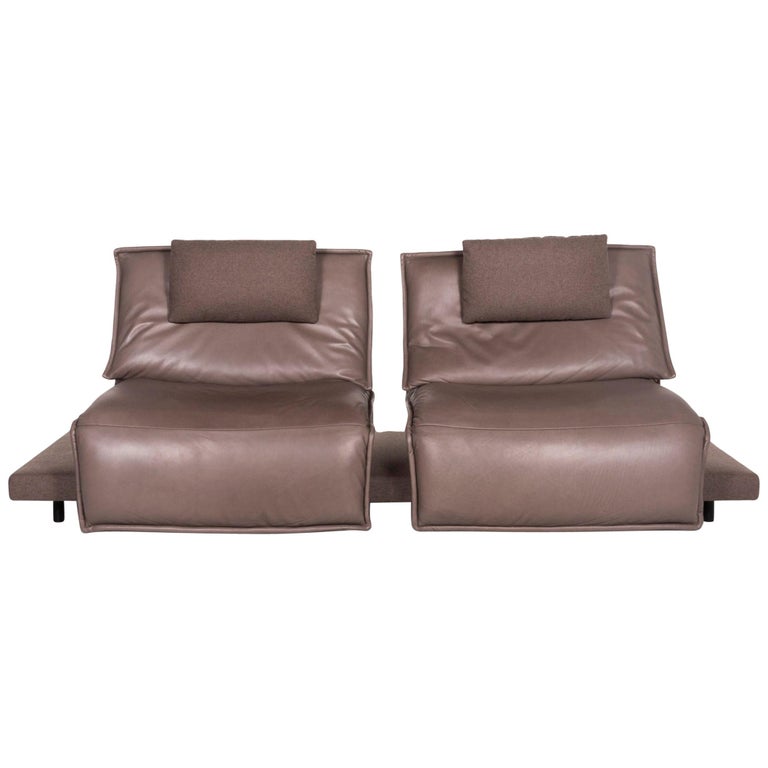 Koinor Free Motion Edit Leather Sofa Gray Two-Seat Function Relax Function  at 1stDibs