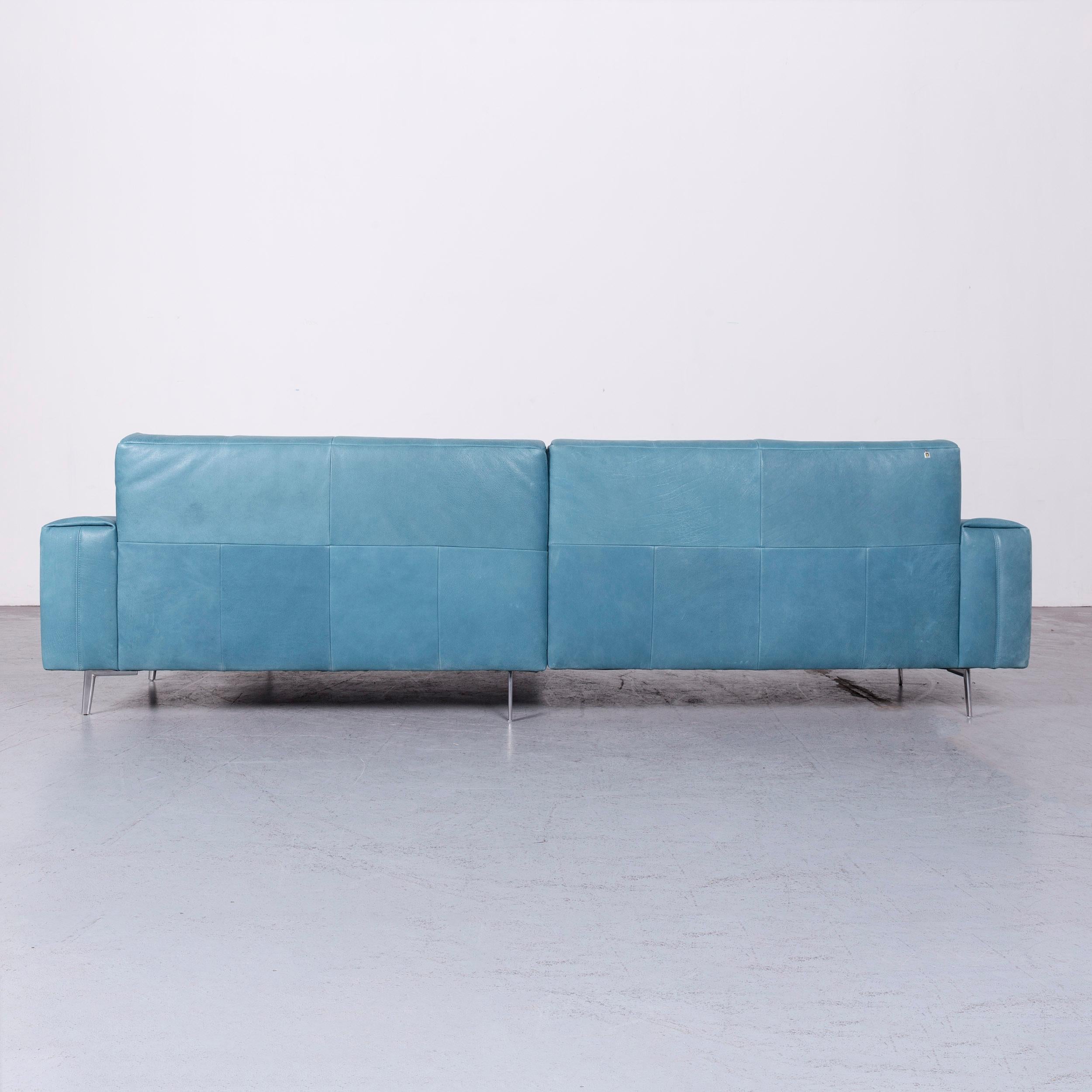 Koinor Garret Designer Leather Sofa in Bleu Corner, Sofa Couch For Sale 2