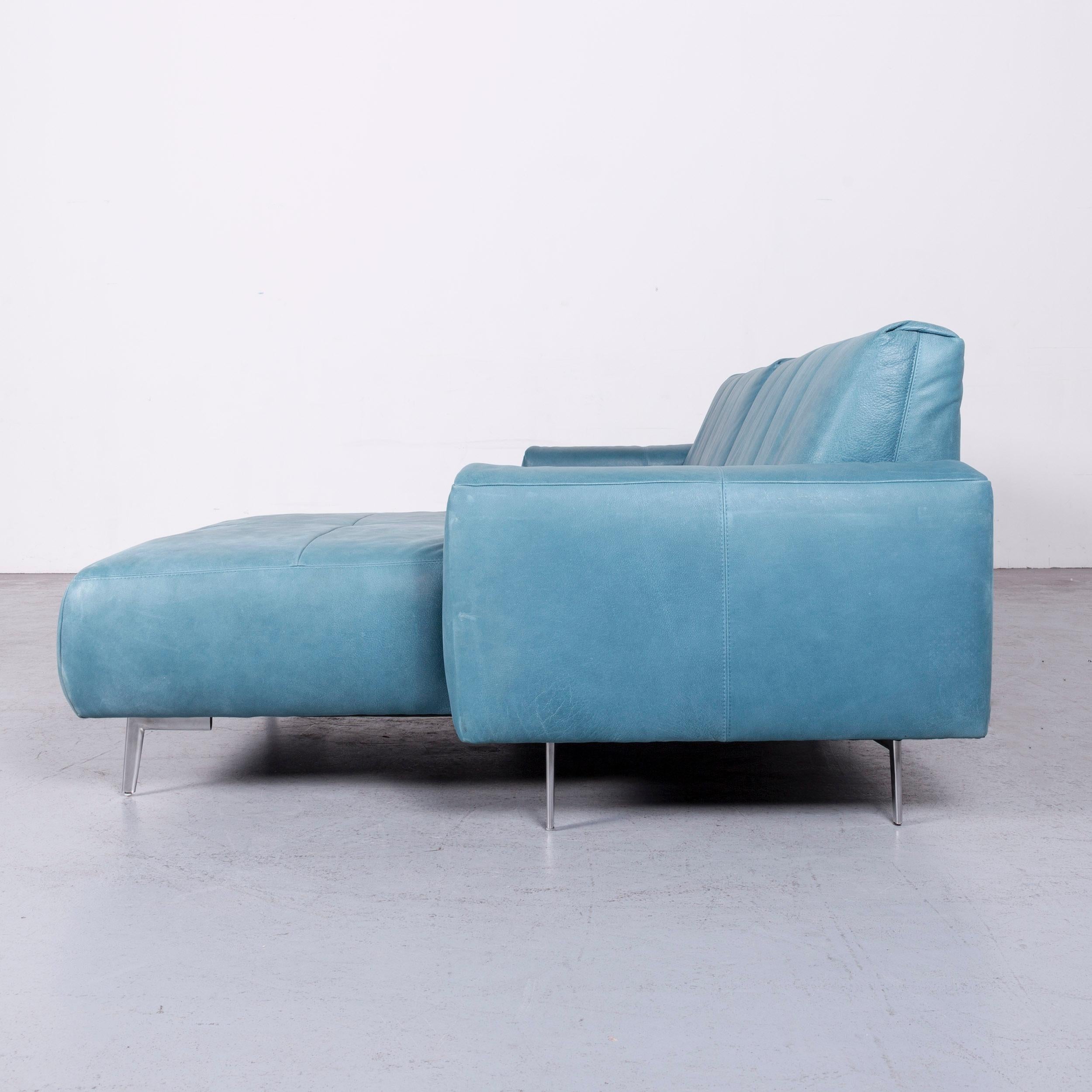 Koinor Garret Designer Leather Sofa in Bleu Corner, Sofa Couch For Sale 3
