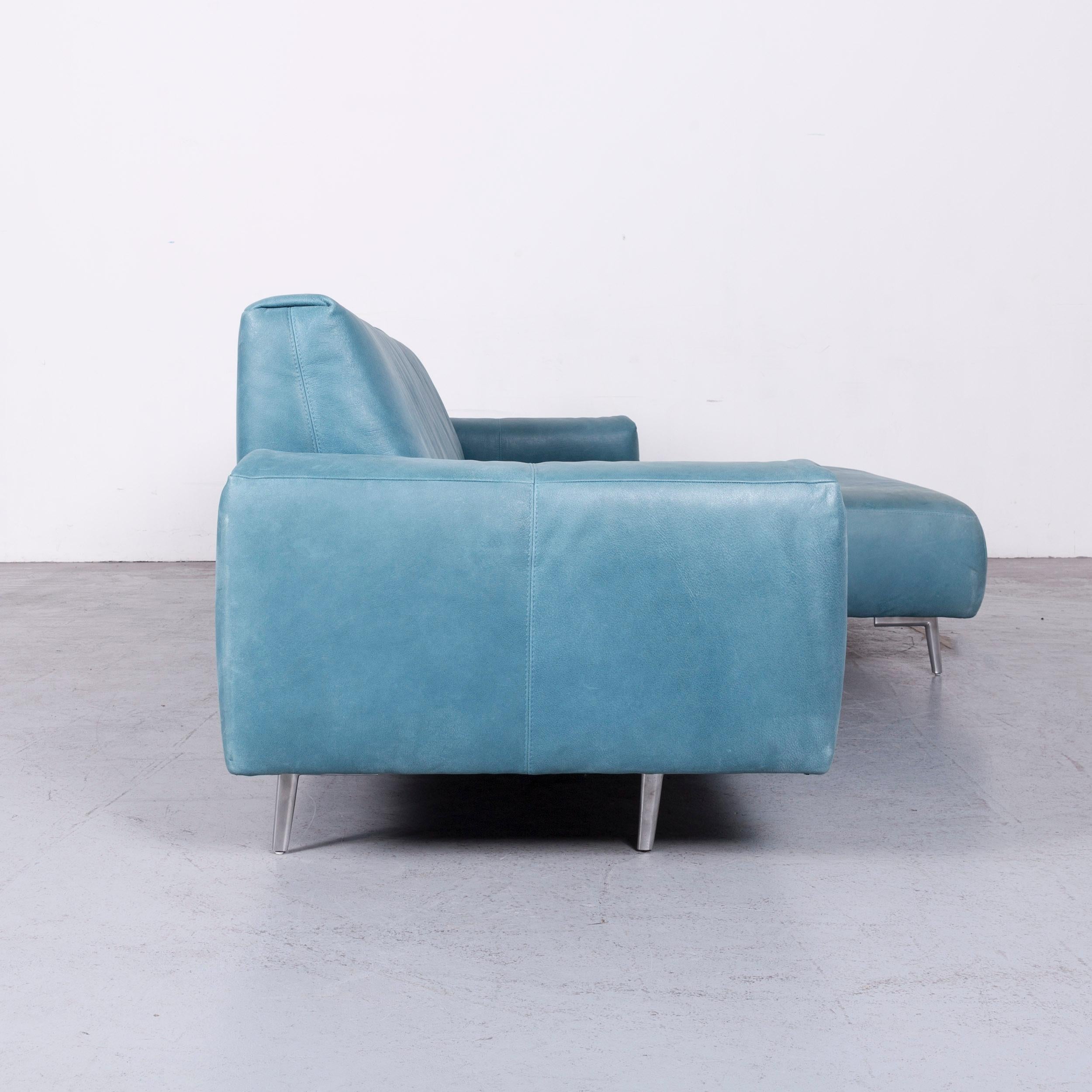 Koinor Garret Designer Leather Sofa in Bleu Corner, Sofa Couch For Sale 1