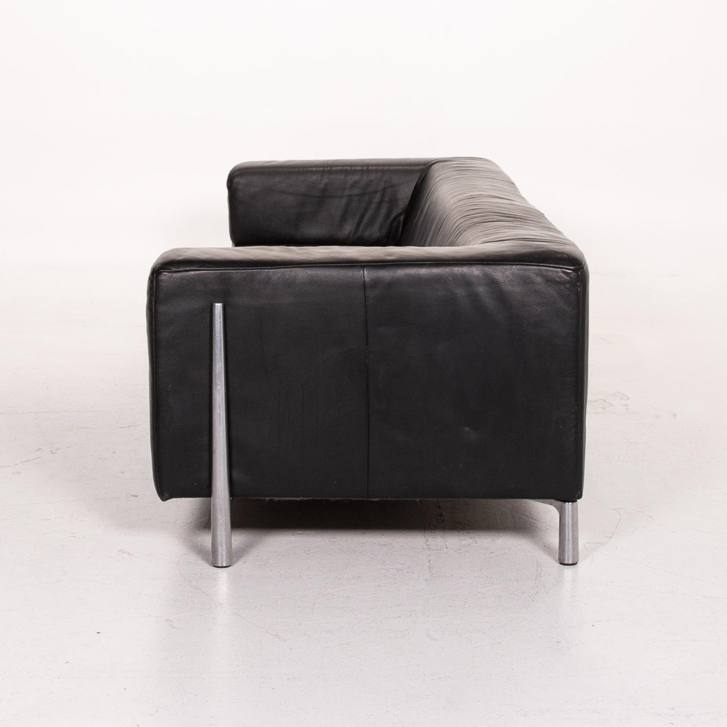 Koinor Genesis Leather Sofa Black Four-Seat Couch 2