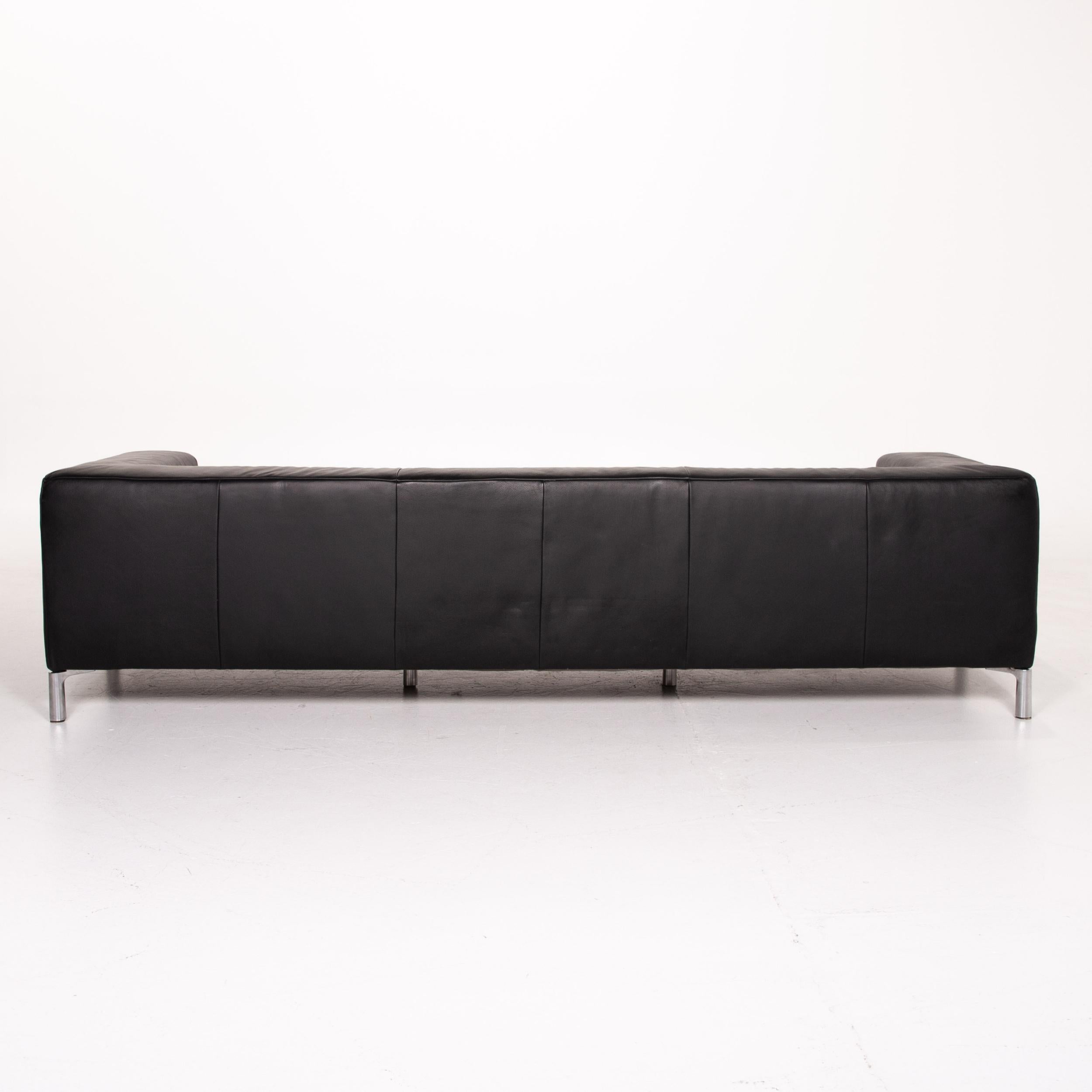 Koinor Genesis Leather Sofa Black Four-Seat Couch For Sale 2