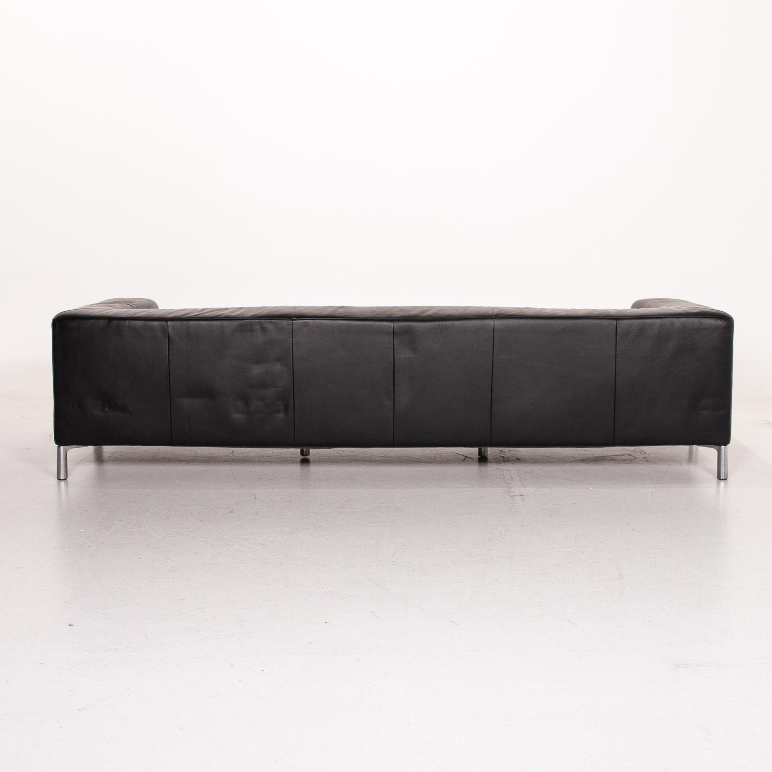 Koinor Genesis Leather Sofa Black Four-Seat Couch 1