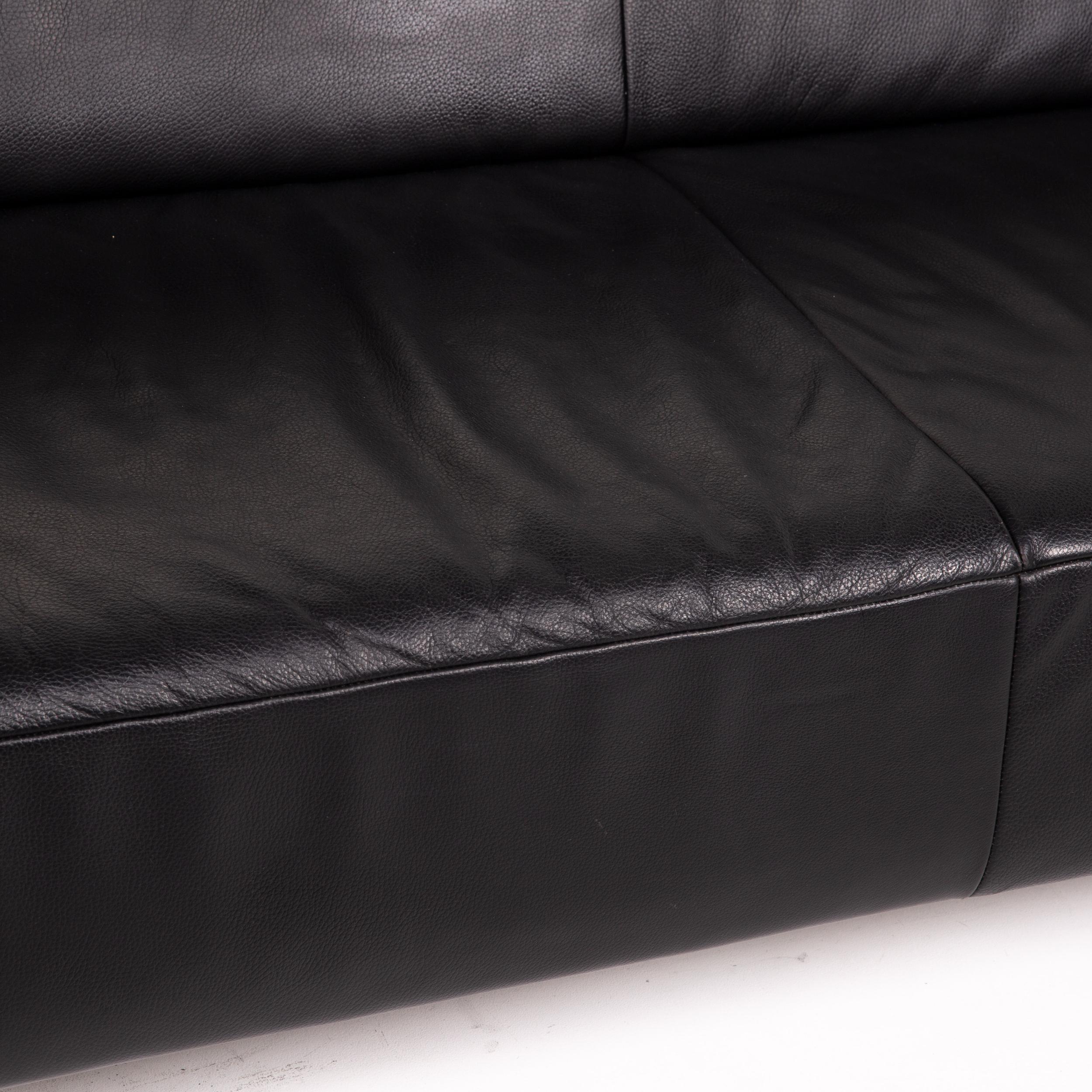 Modern Koinor Genesis Leather Sofa Black Two-Seat Couch
