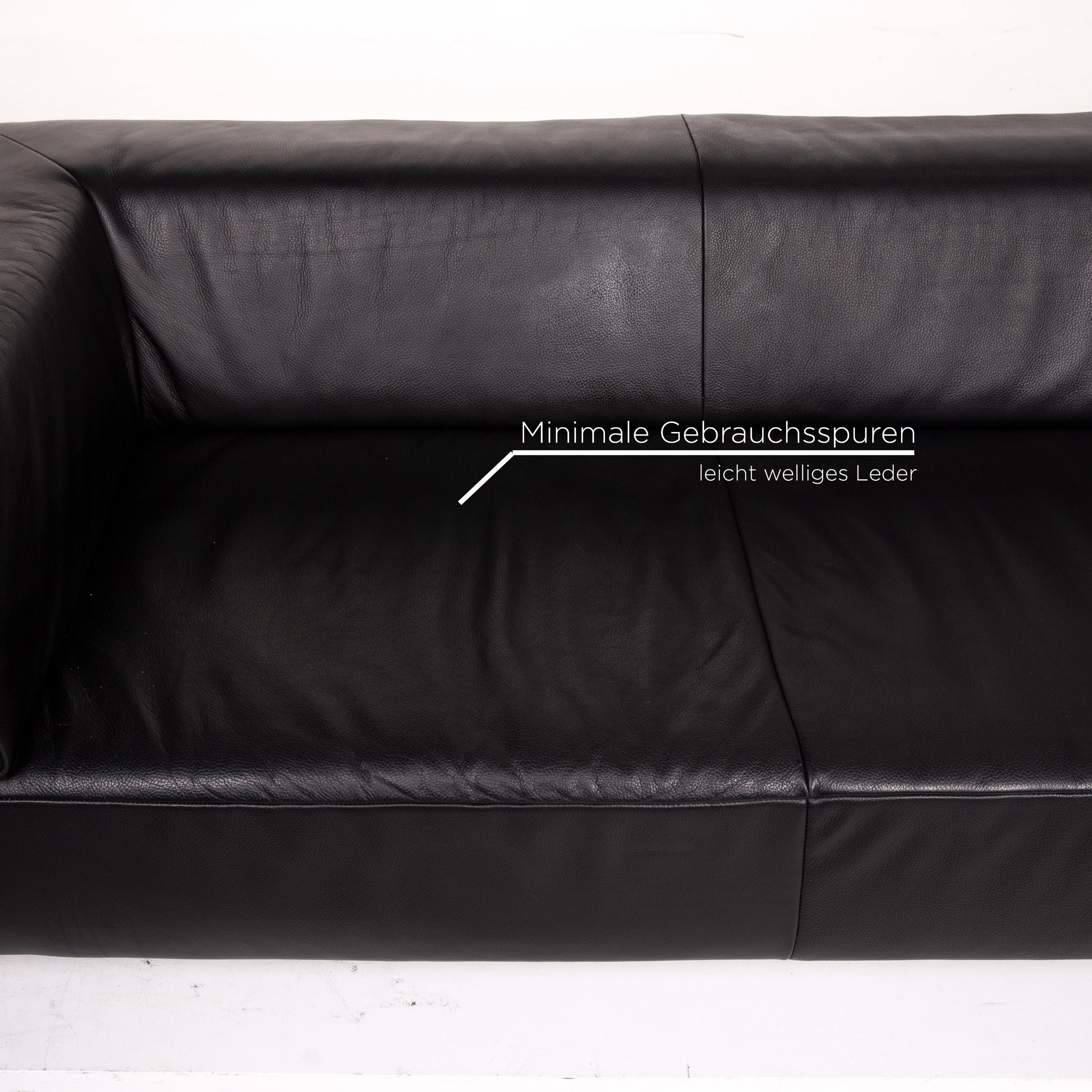 German Koinor Genesis Leather Sofa Black Two-Seat Couch