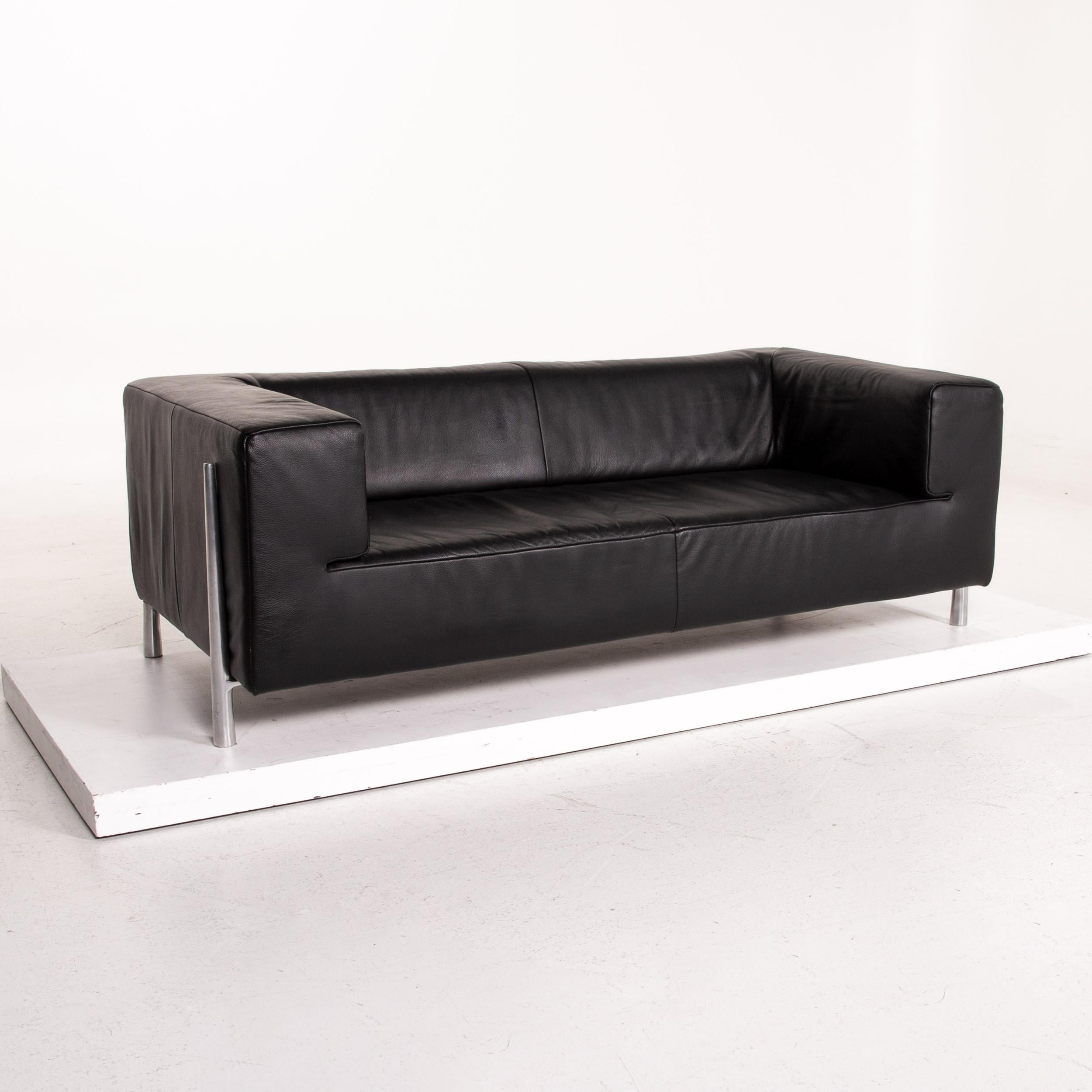 Koinor Genesis Leather Sofa Black Two-Seat Couch 1