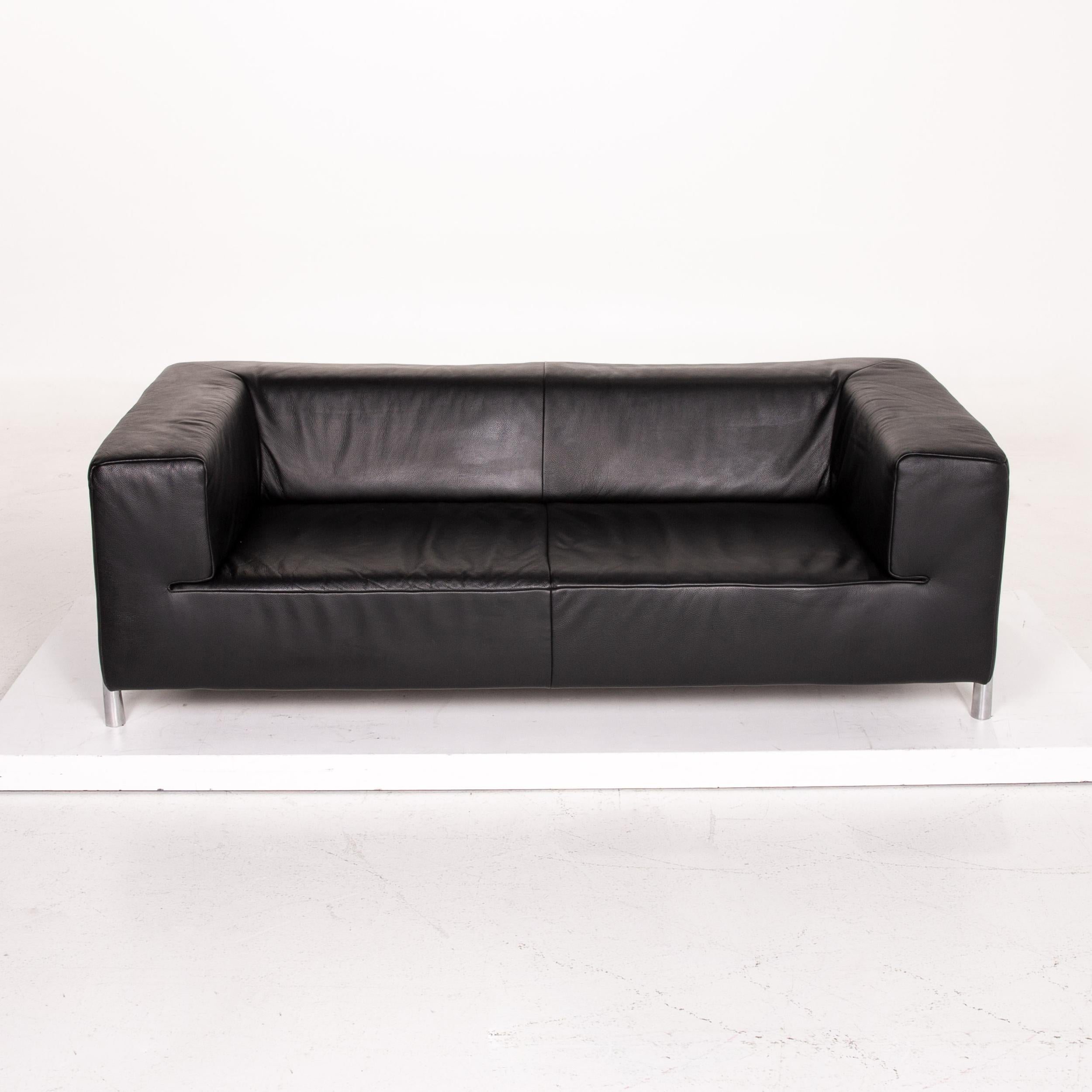 Koinor Genesis Leather Sofa Black Two-Seat Couch 2