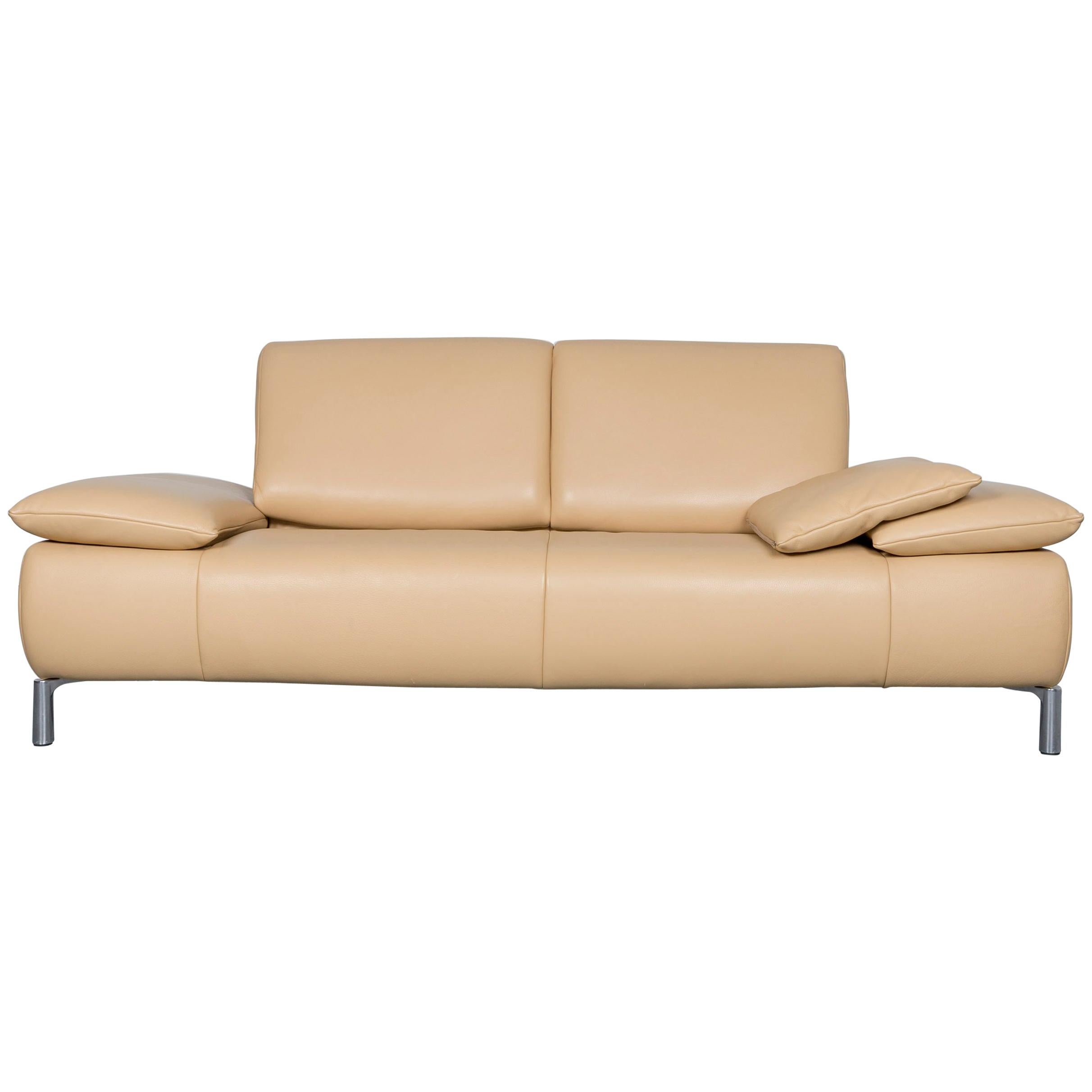 Koinor Goya Designer Leather Sofa Creme Beige Three-Seat Couch For Sale
