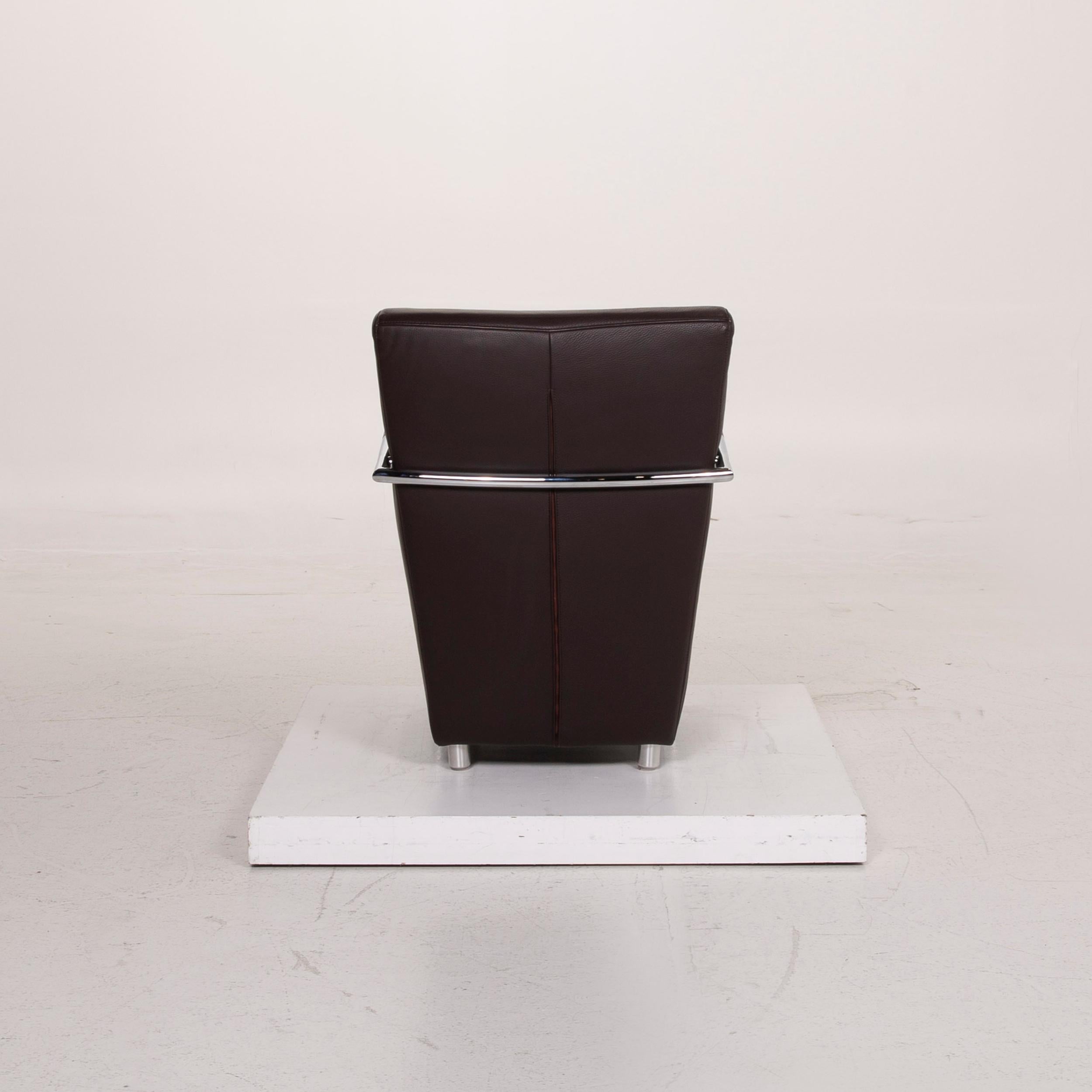 Koinor Goya Leather Armchair Dark Brown Metal 3