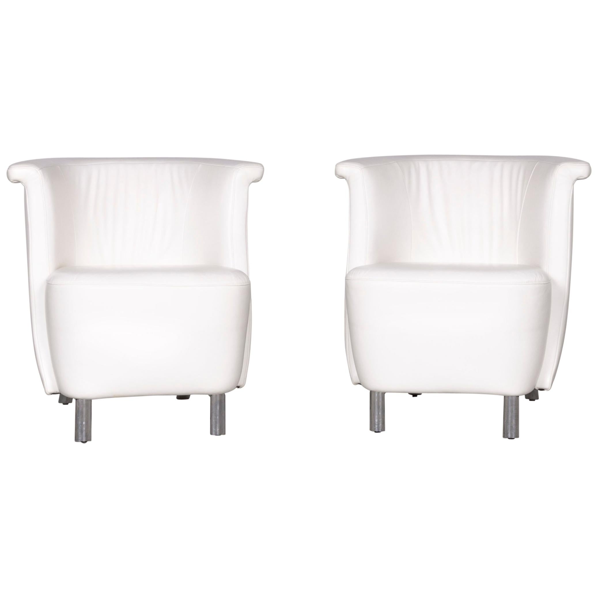 Koinor Infinity V Designer Leather Armchair Set White For Sale